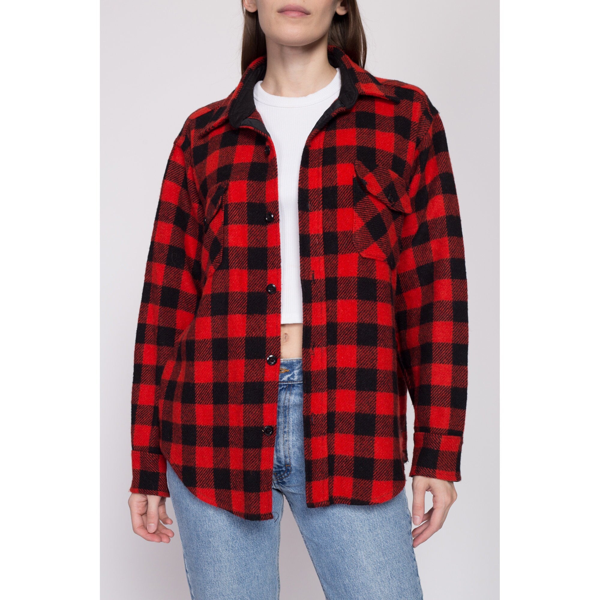 MELTON BUFFALO PLAID OVERSHIRT / 70S