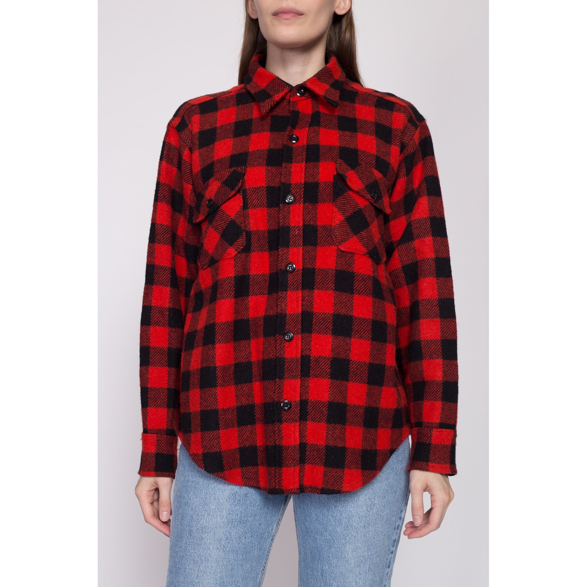 MELTON BUFFALO PLAID OVERSHIRT / 70S