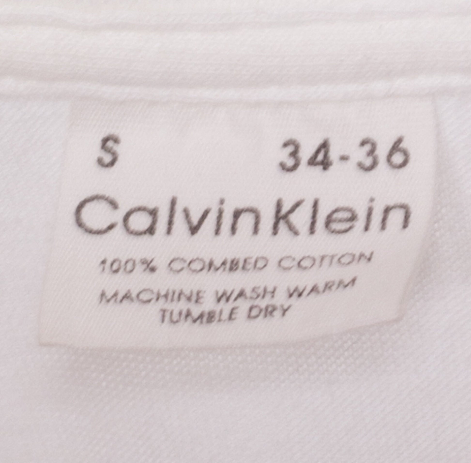 Small 80s Calvin Klein Blank White T Shirt Unisex | Vintage Single Stitch Plain V Neck Tee Threadbare Undershirt
