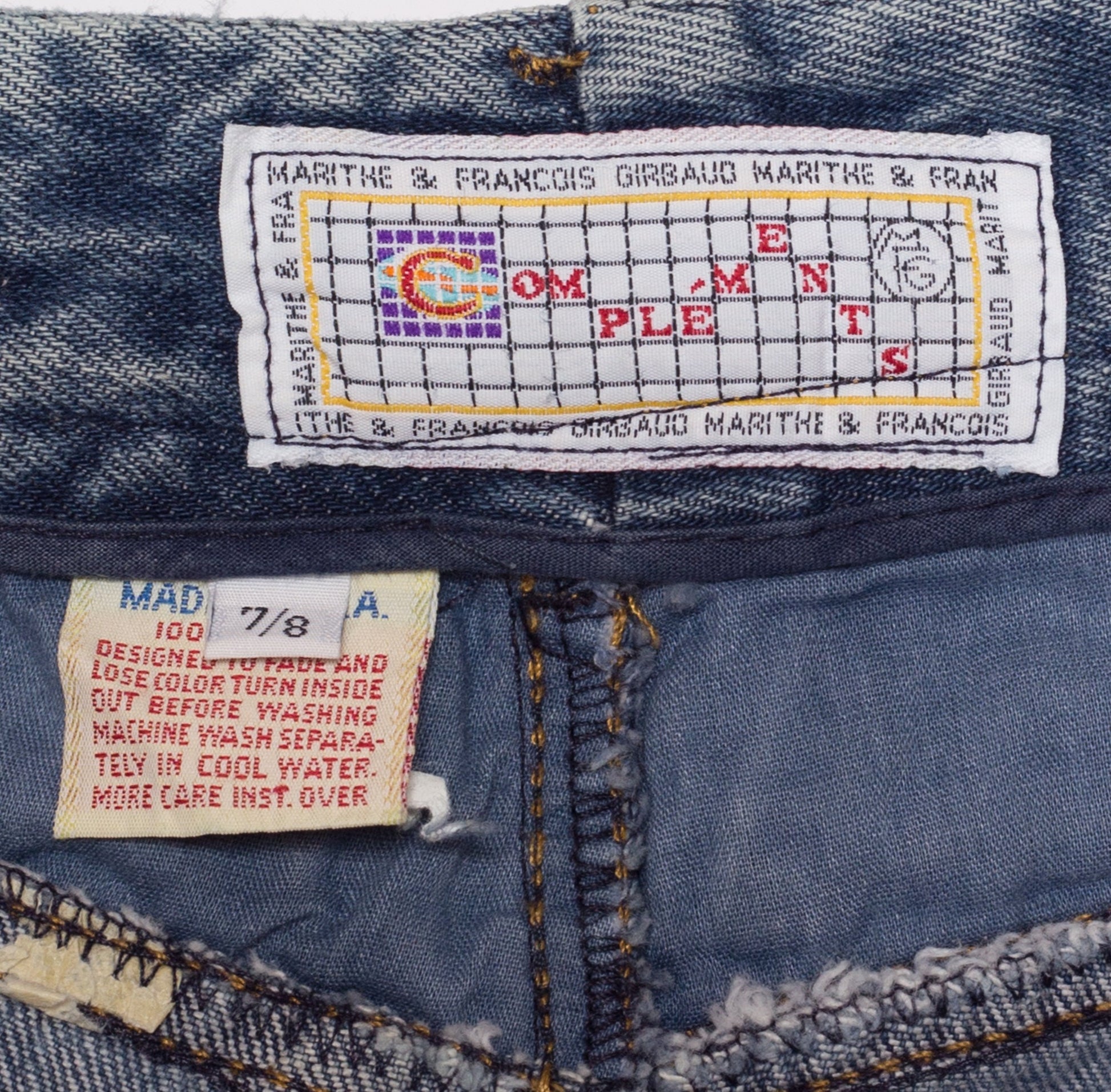 Small 90s Marithe Francois Girbaud Jean Mini Skirt 26" | Vintage Complements MFG Designer High Waisted A Line Denim Skirt