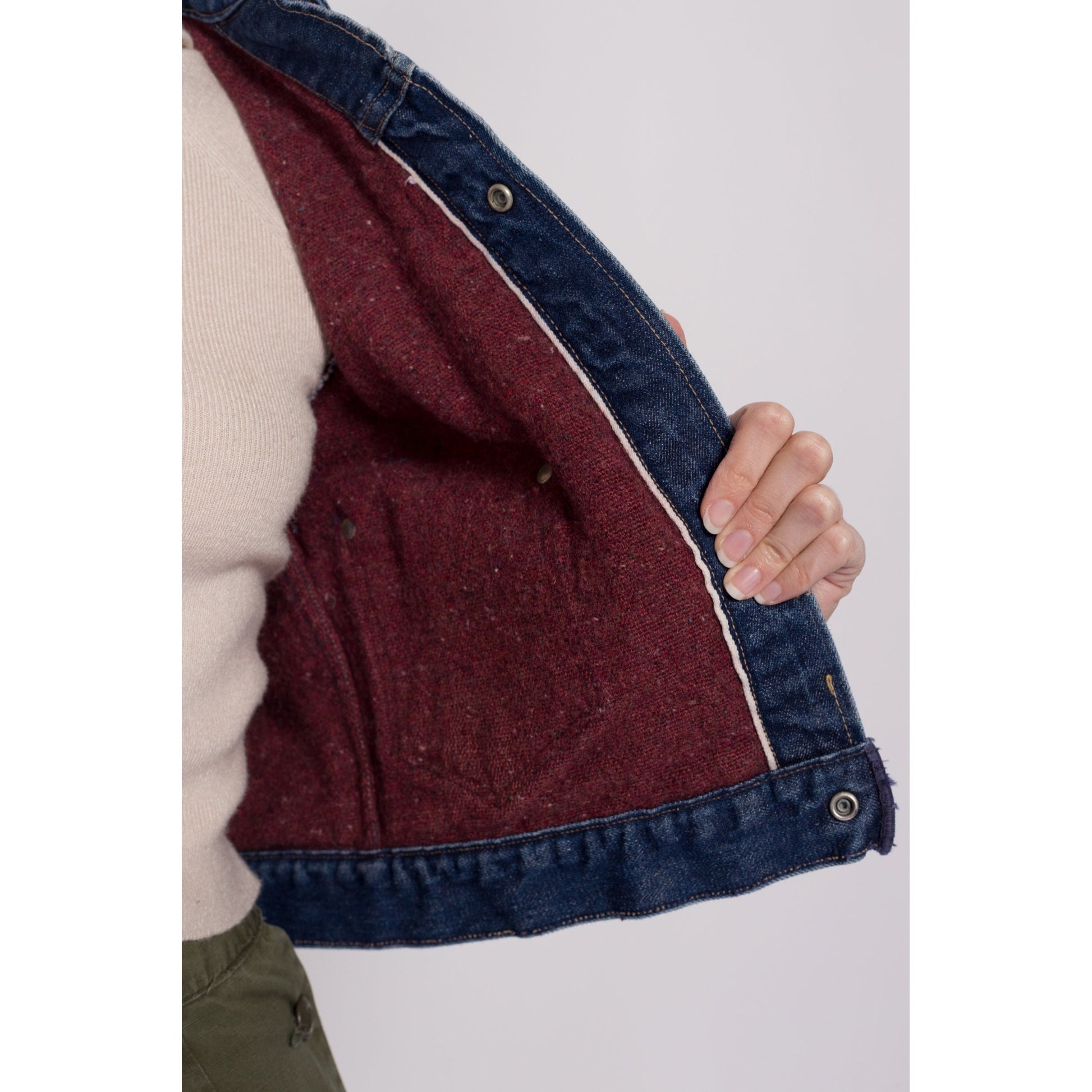 XS Vintage 50s JC Penney Foremost Selvedge Blanket Lined Jean Jacket | Rare 1950s Type 2 Dark Wash Denim Cropped Jacket
