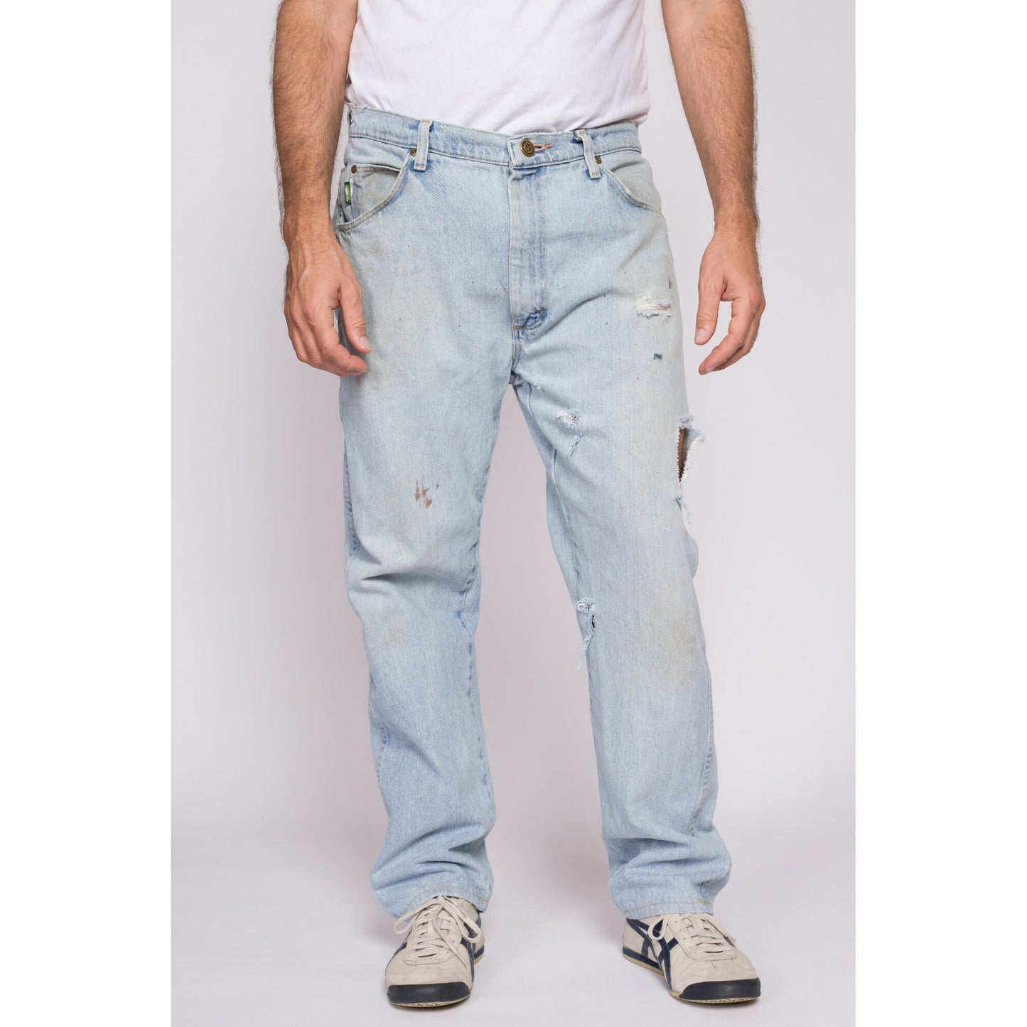 L| 90s Distressed Light Wash Cabela's Jeans - 36x32 | Vintage Outdoor Gear Denim Straight Leg Jeans