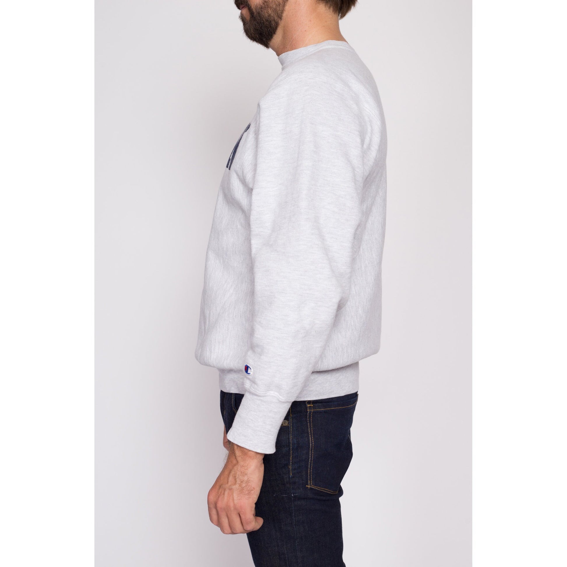 M| 90s University Of Michigan Champion Reverse Weave Sweatshirt - Men's Medium | Vintage Heather Grey Collegiate Crew Neck Pullover