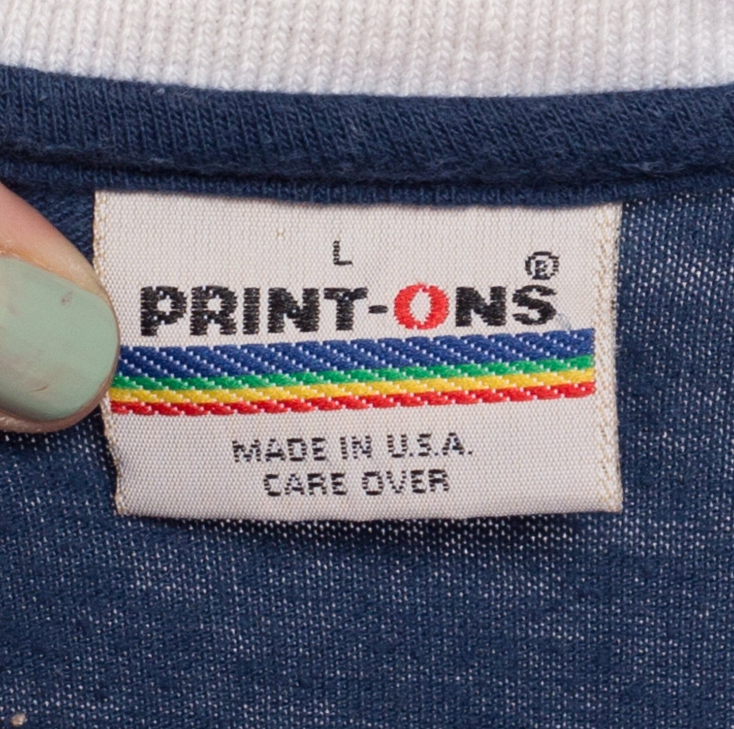 M| 80s Rainbow Striped Polo Shirt - Men's Medium | Vintage Balsam Lake Staff Uniform Short Sleeve Collared Shirt