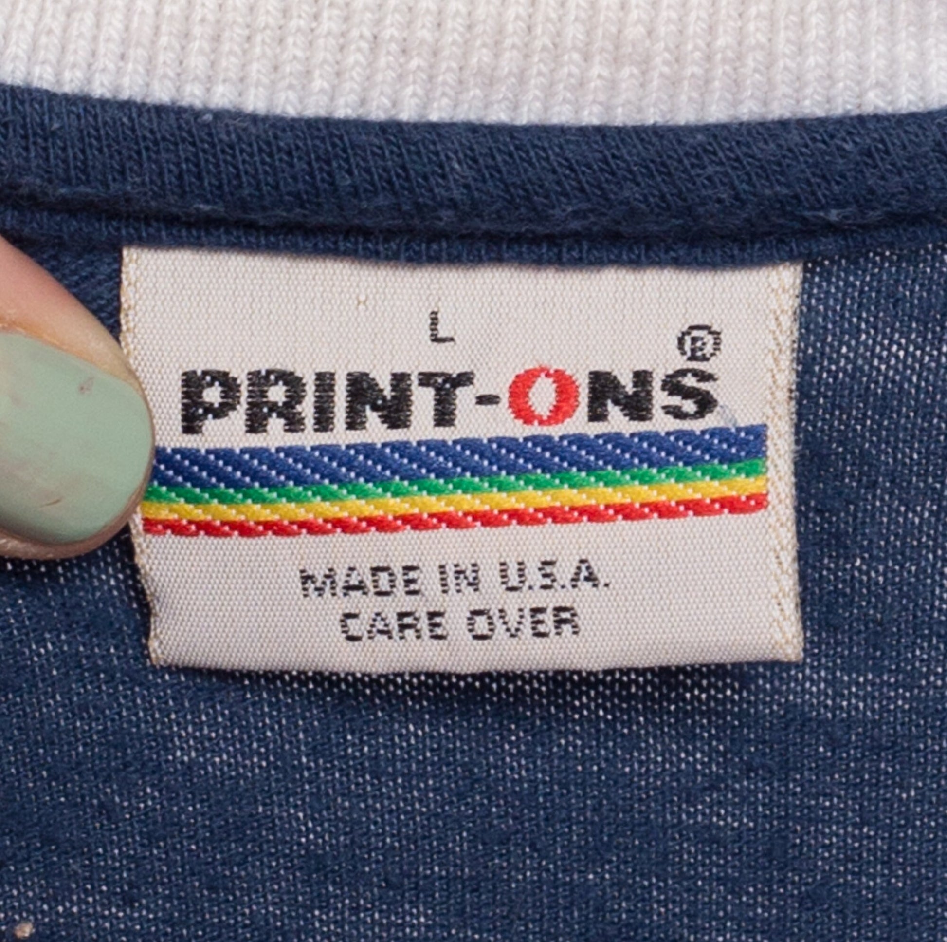 M| 80s Rainbow Striped Polo Shirt - Men's Medium | Vintage Balsam Lake Staff Uniform Short Sleeve Collared Shirt