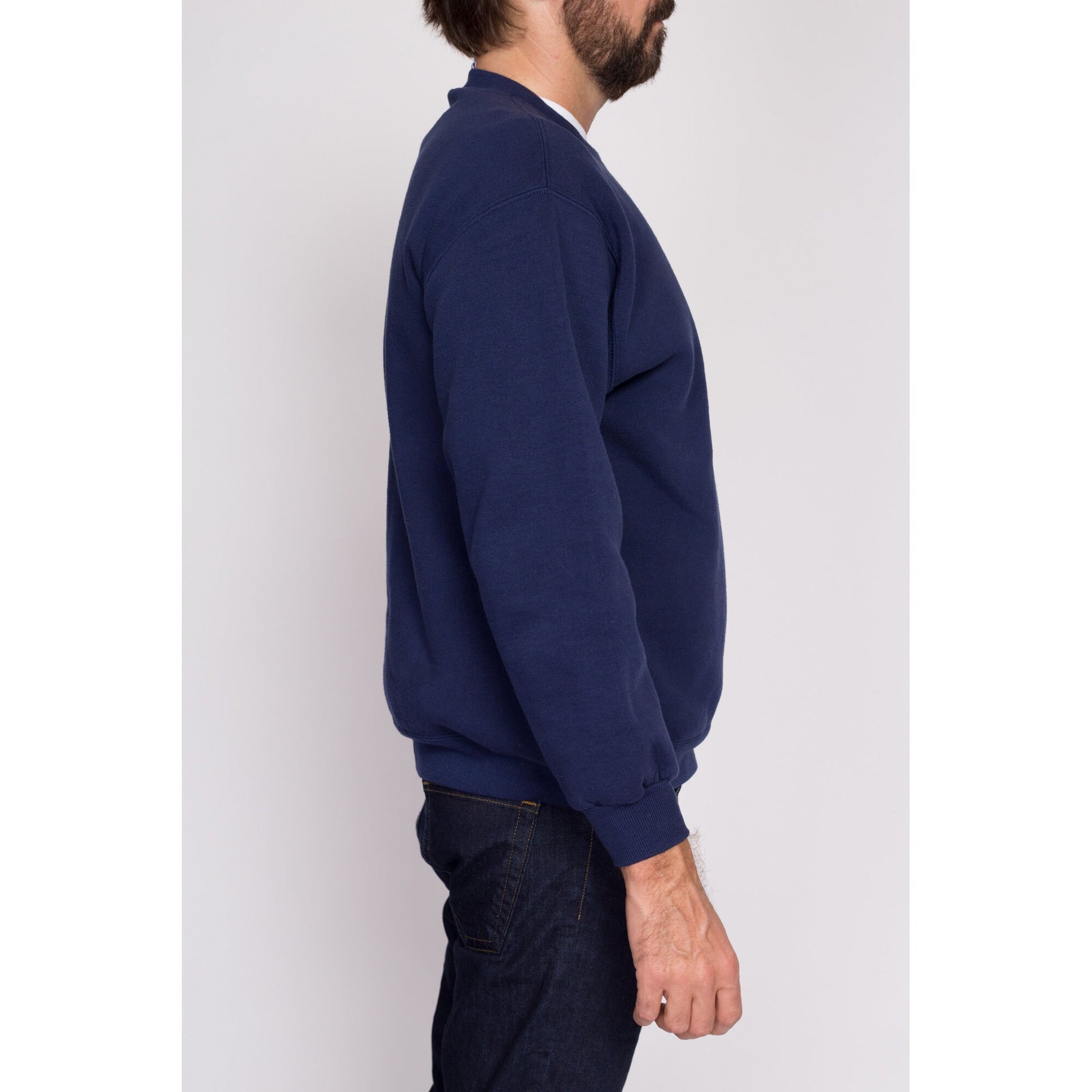 Medium 90s Salem Fire Department Sweatshirt | Vintage New Hampshire Navy Blue Long Sleeve Graphic Crewneck