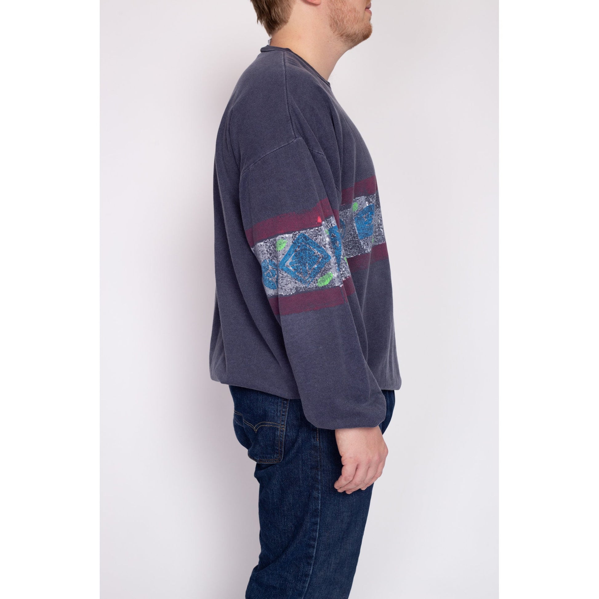 2X 80s Hobie Long Sleeve Surfer Shirt | Vintage Navy Blue Skater Graphic Sweatshirt