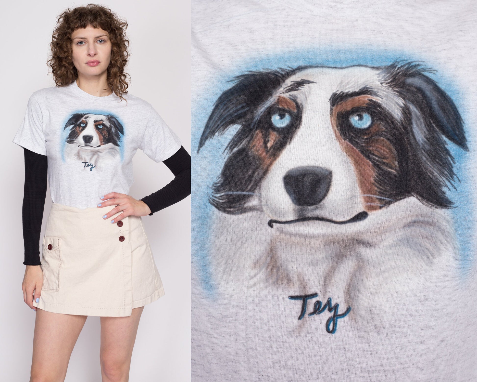 Small 90s Airbrushed Border Collie T Shirt Unisex | Vintage Dog Breed Graphic Animal Tee