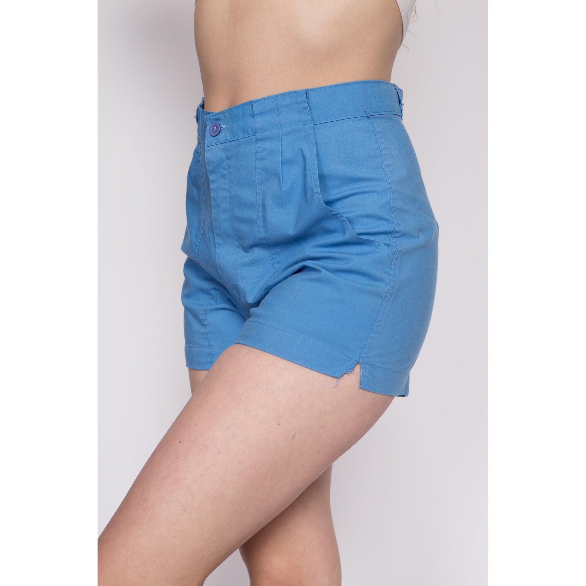 Medium 70s Blue High Waisted Shorts 29" | Retro Vintage Casual Summer Shorts