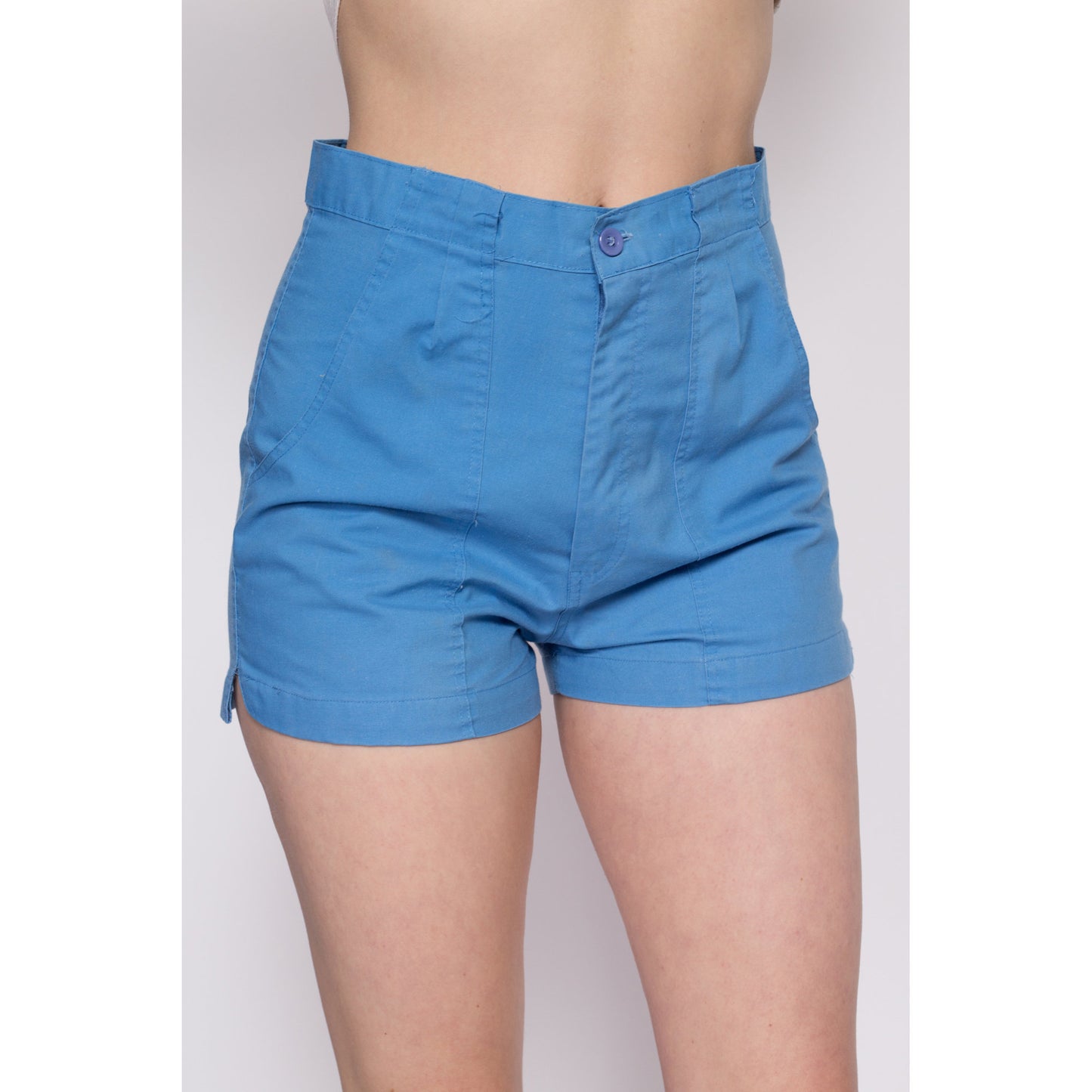 Medium 70s Blue High Waisted Shorts 29" | Retro Vintage Casual Summer Shorts