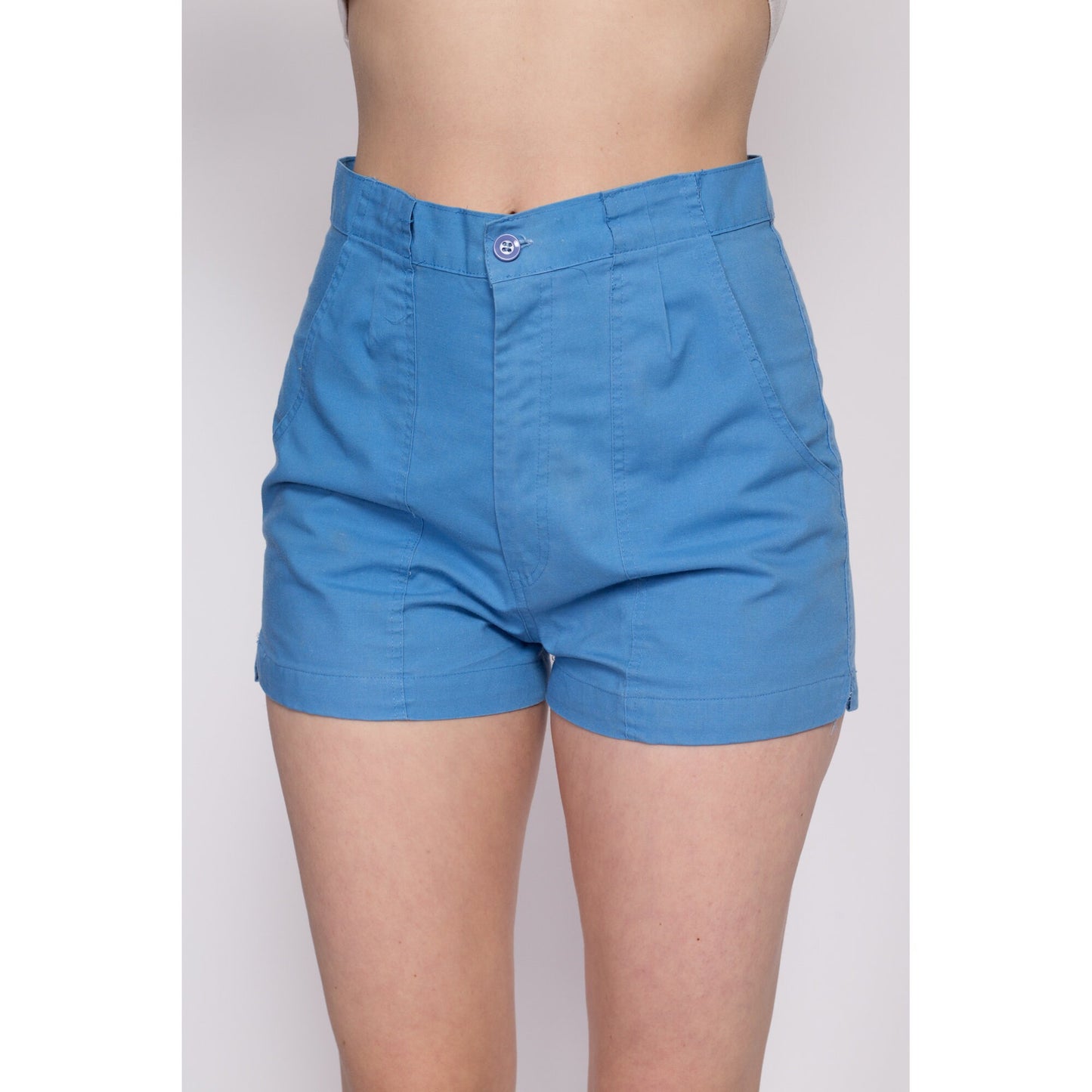 Medium 70s Blue High Waisted Shorts 29" | Retro Vintage Casual Summer Shorts