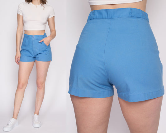 Medium 70s Blue High Waisted Shorts 29" | Retro Vintage Casual Summer Shorts