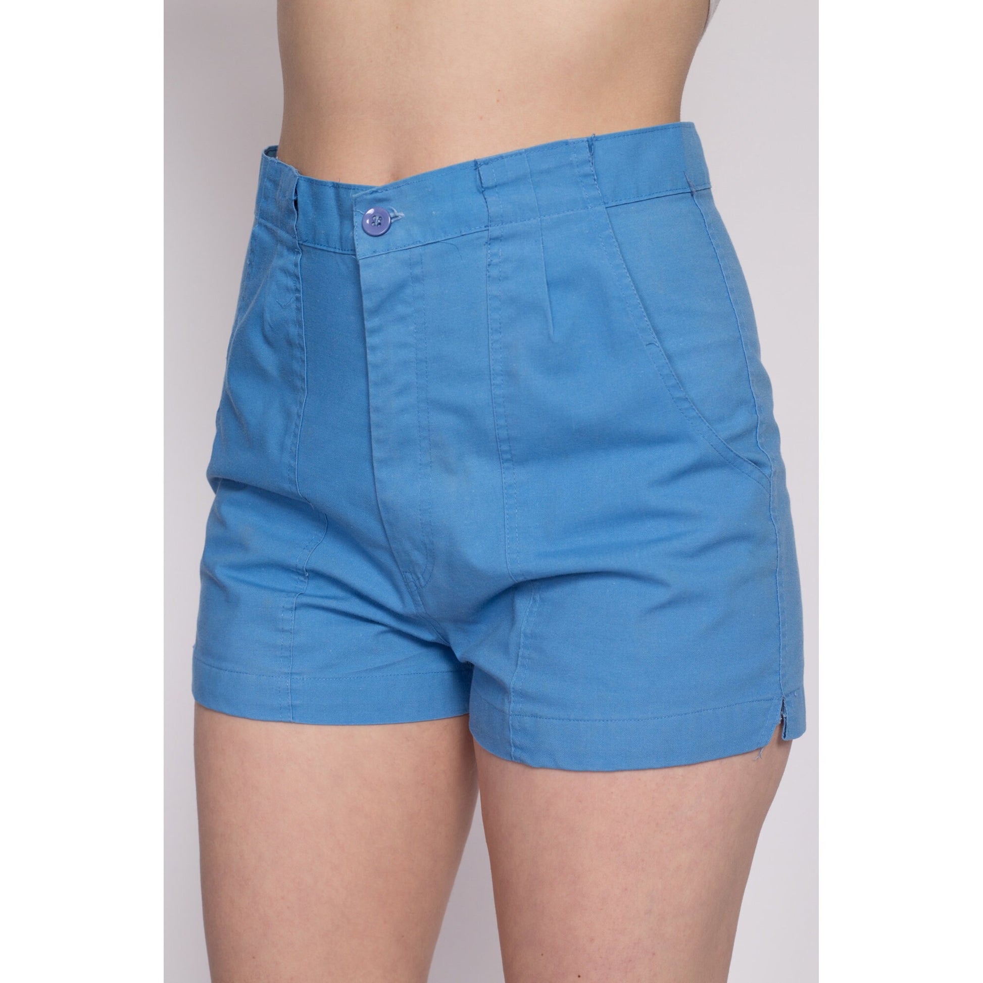 Medium 70s Blue High Waisted Shorts 29" | Retro Vintage Casual Summer Shorts