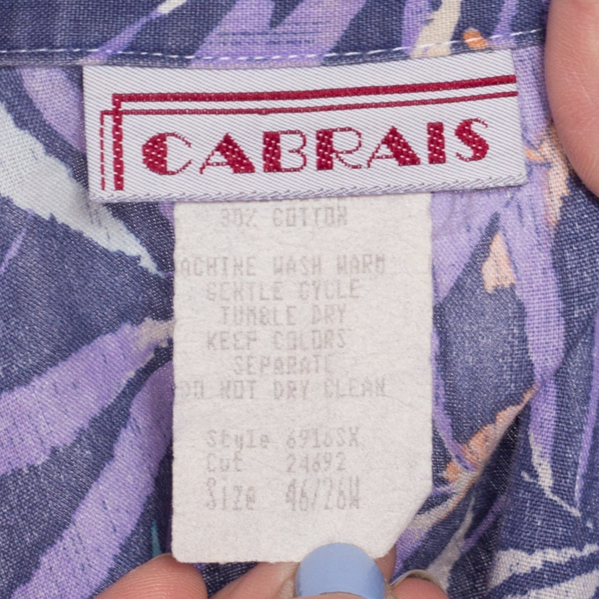 3X 80s Tropical Palm Leaf Print Shirt | Vintage Blue Purple Button Up 3/4 Sleeve Hawaiian Aloha Top