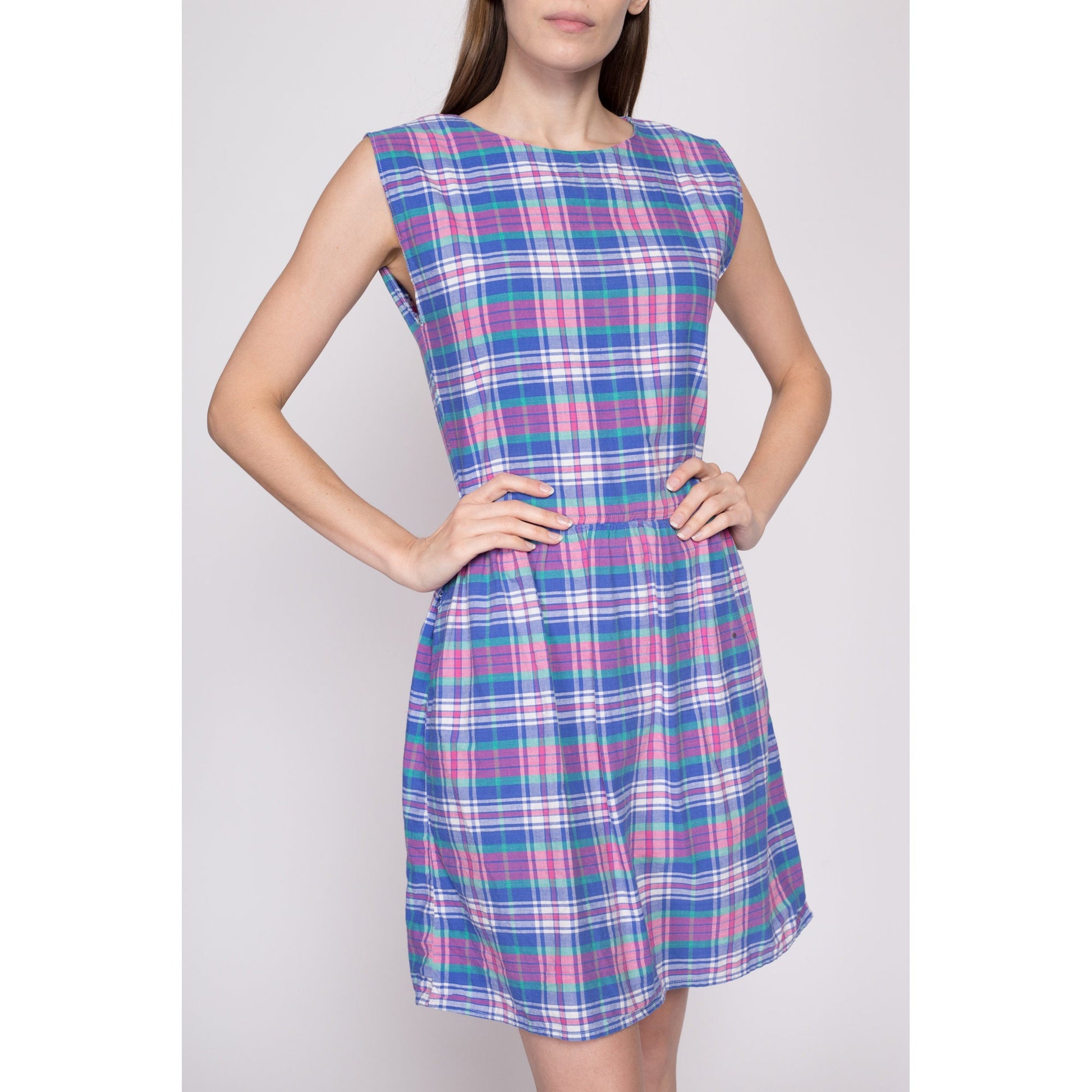Small 90s Madras Plaid Drop Waist Dress Small 90s Madras Plaid Drop Waist Dress