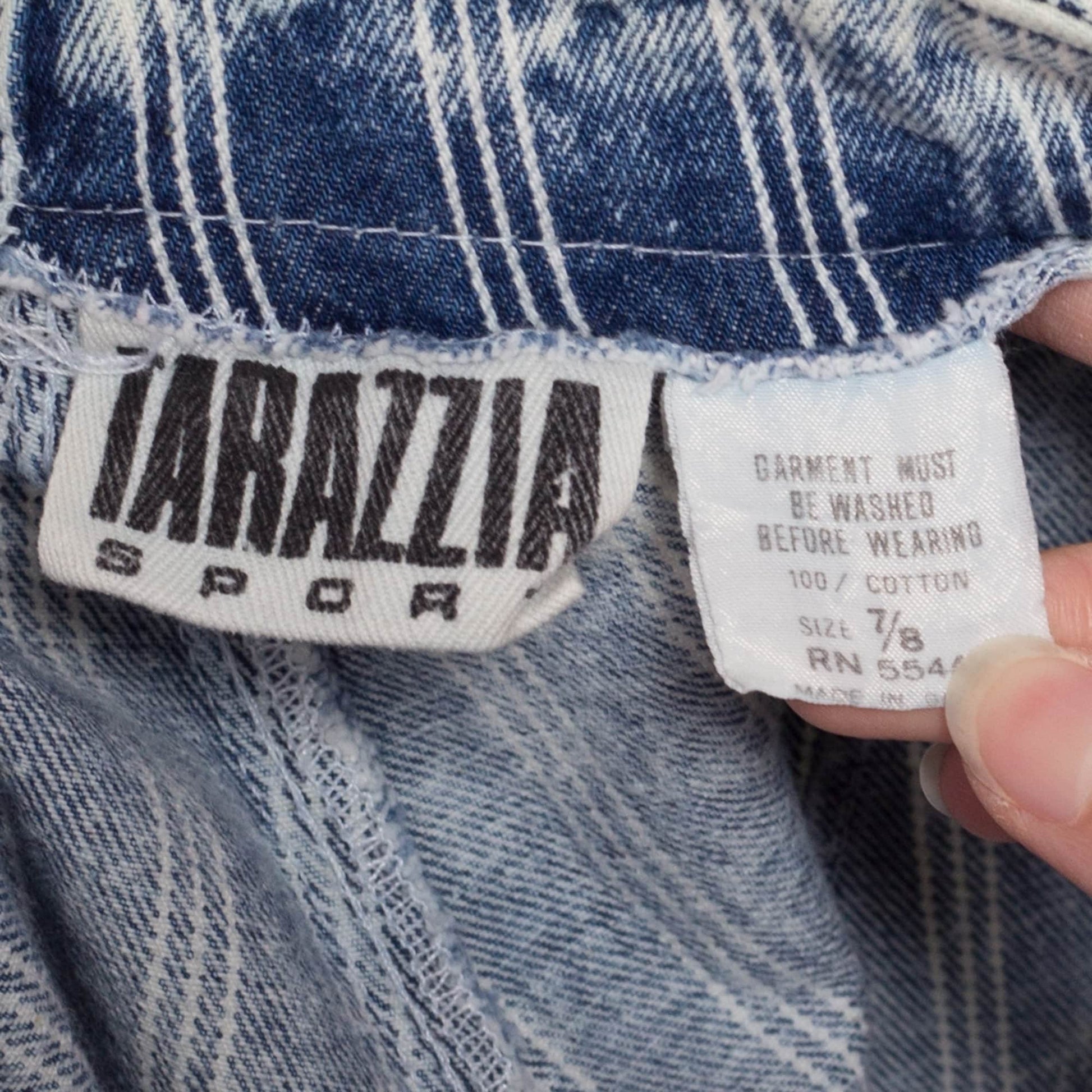 XS 80s Acid Wash Striped Jean Shorts 25" | Vintage Grunge Pleated Denim Wide Leg Frayed Shorts
