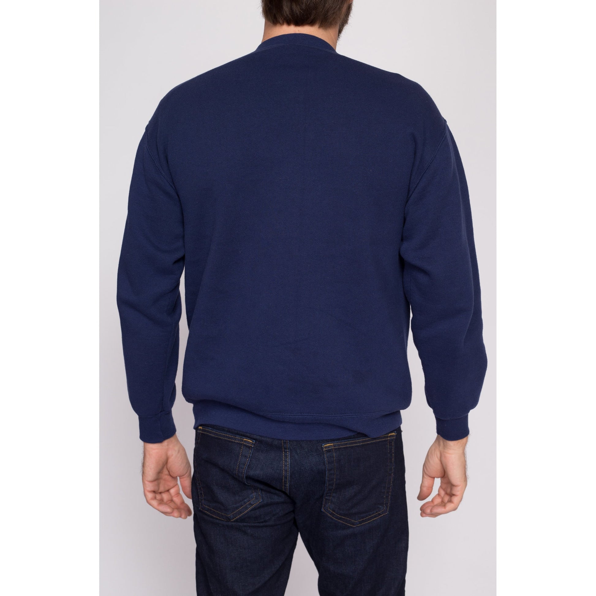 Medium 90s Salem Fire Department Sweatshirt | Vintage New Hampshire Navy Blue Long Sleeve Graphic Crewneck