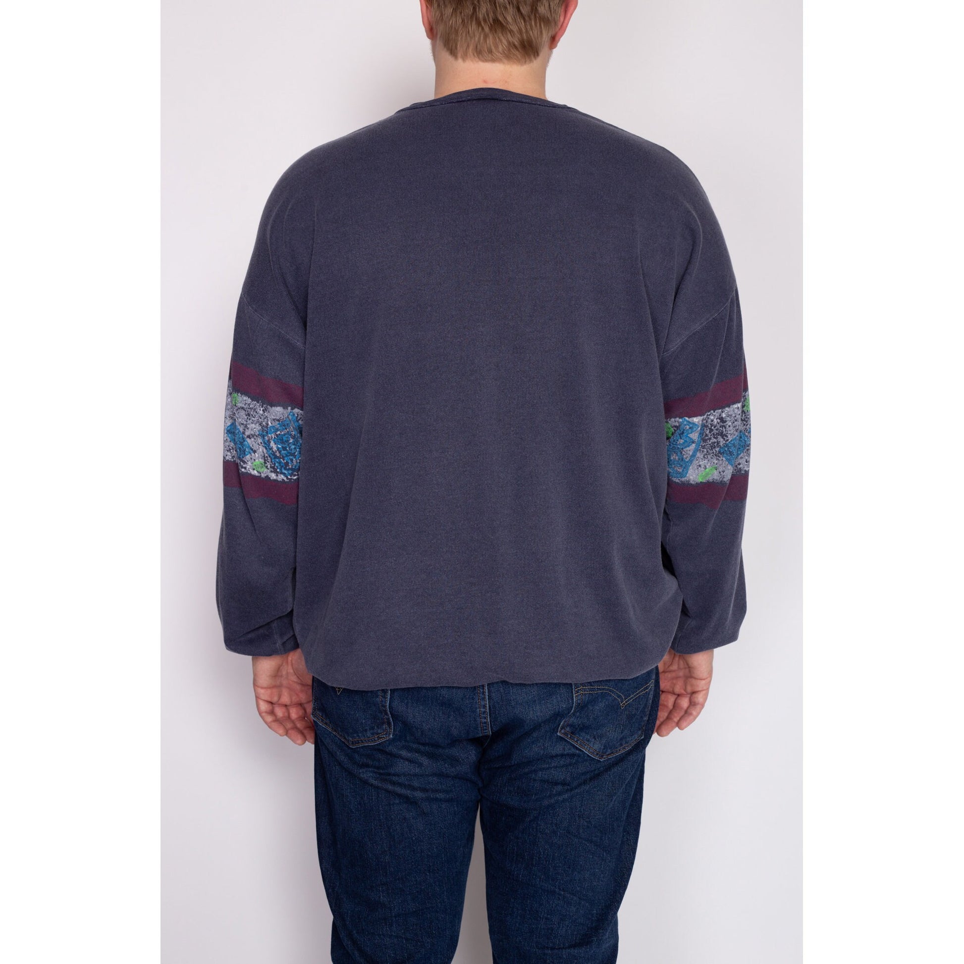 2X 80s Hobie Long Sleeve Surfer Shirt | Vintage Navy Blue Skater Graphic Sweatshirt