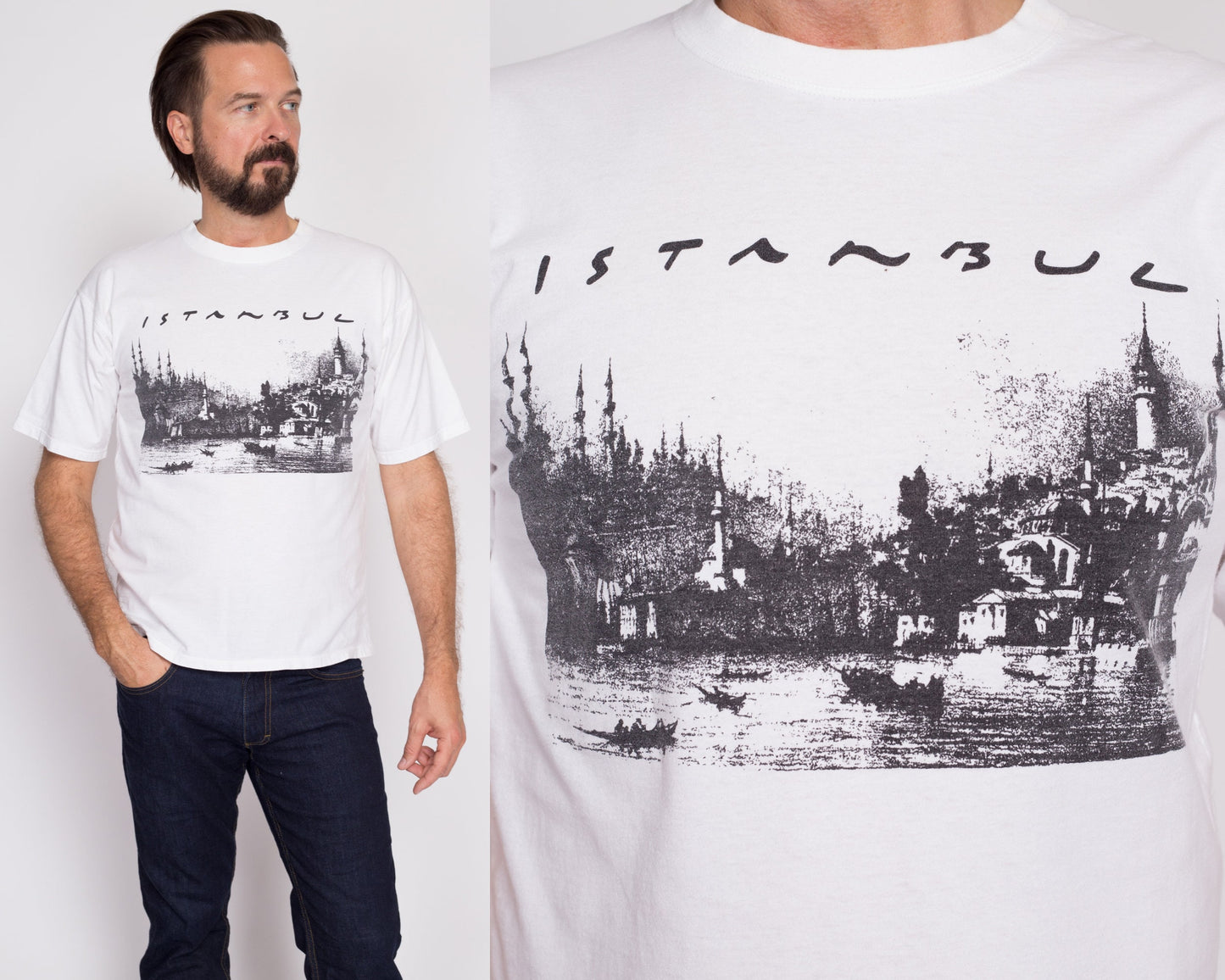 Medium Vintage Istanbul T Shirt | 90s Cotton Graphic Tourist Tee