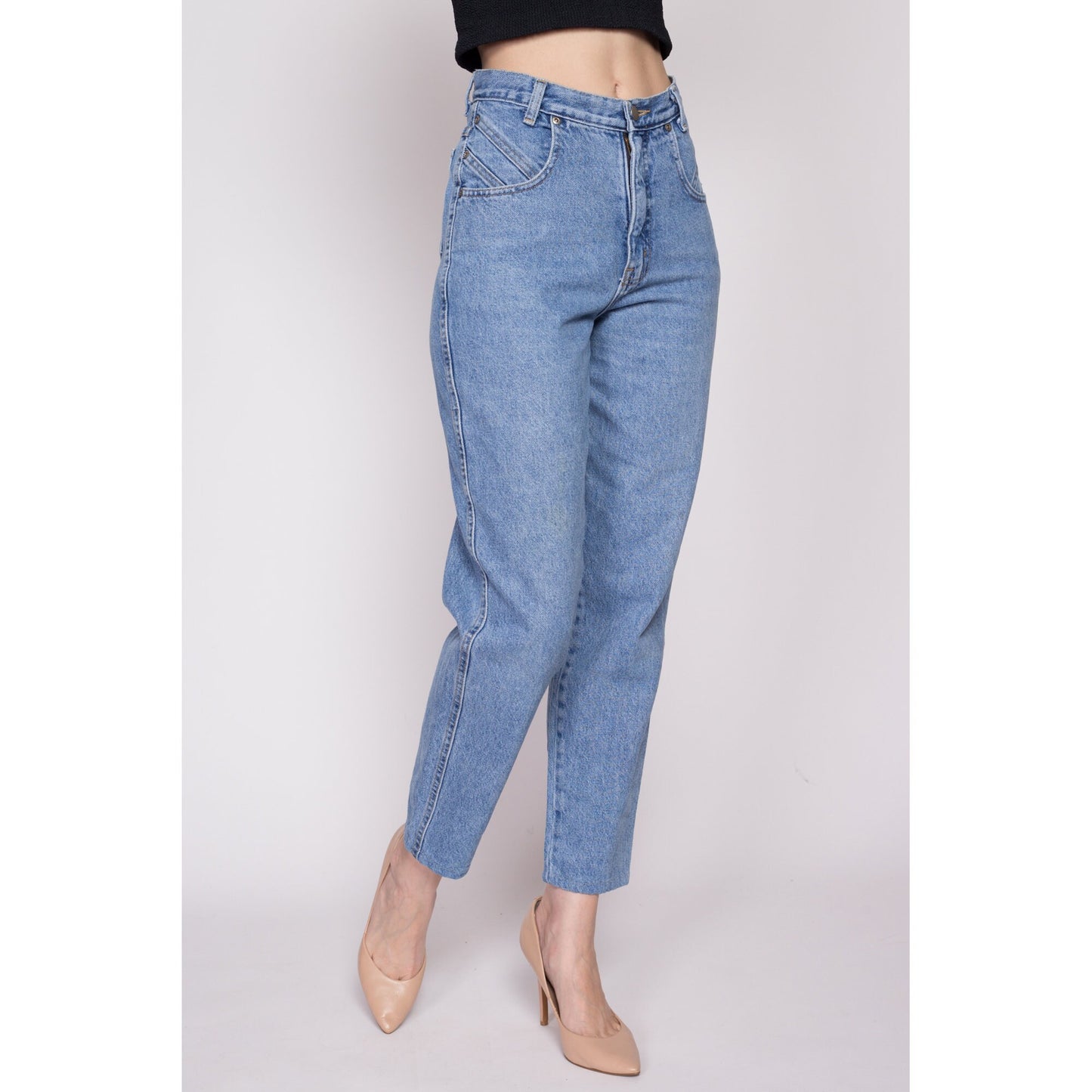 Small 90s High Waisted Mom Jeans 26" | Vintage Denim Tapered Leg Jeans