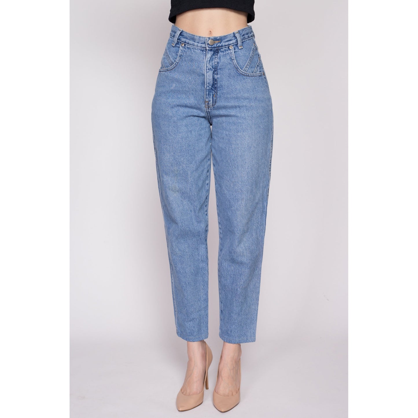 Small 90s High Waisted Mom Jeans 26" | Vintage Denim Tapered Leg Jeans