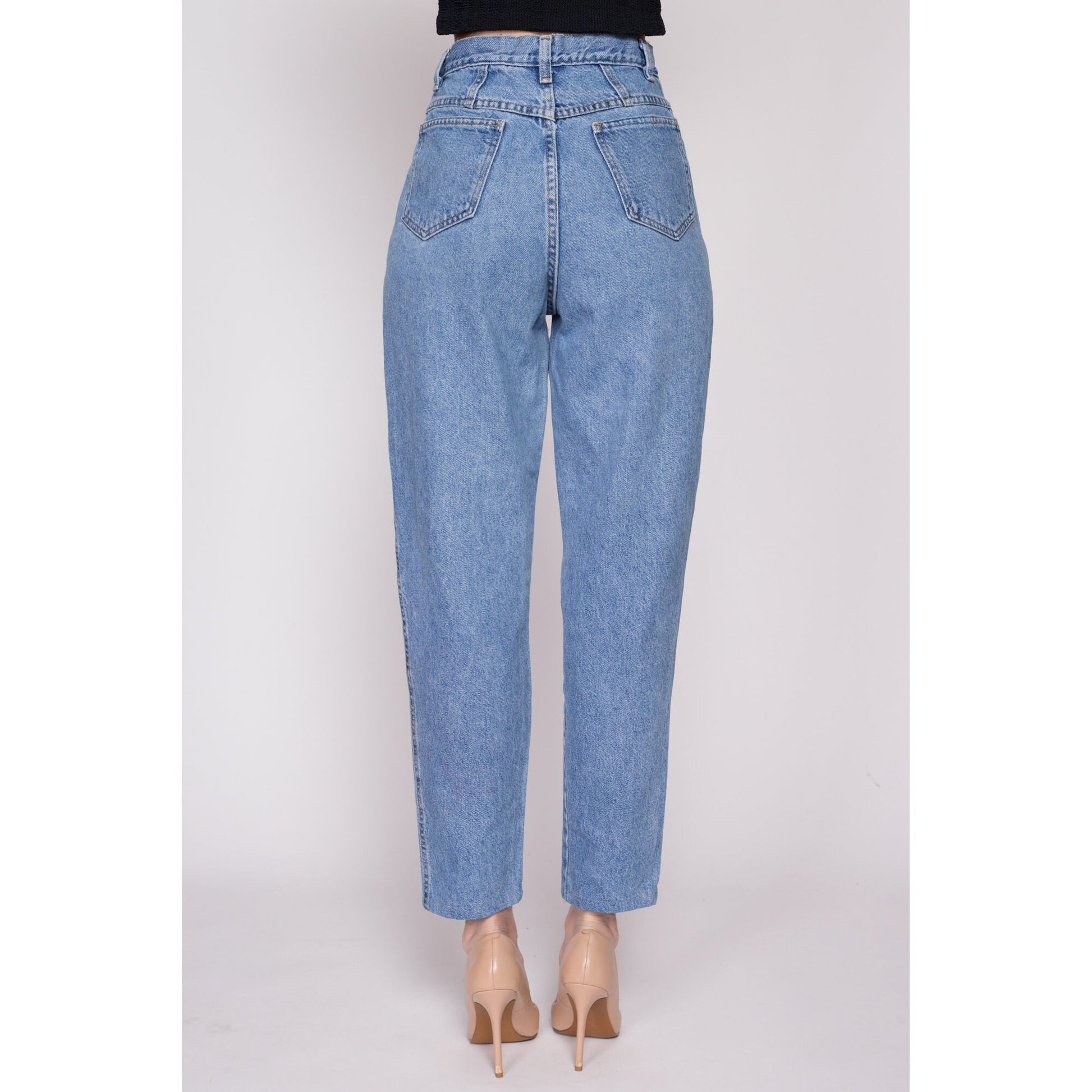 Small 90s High Waisted Mom Jeans 26" | Vintage Denim Tapered Leg Jeans