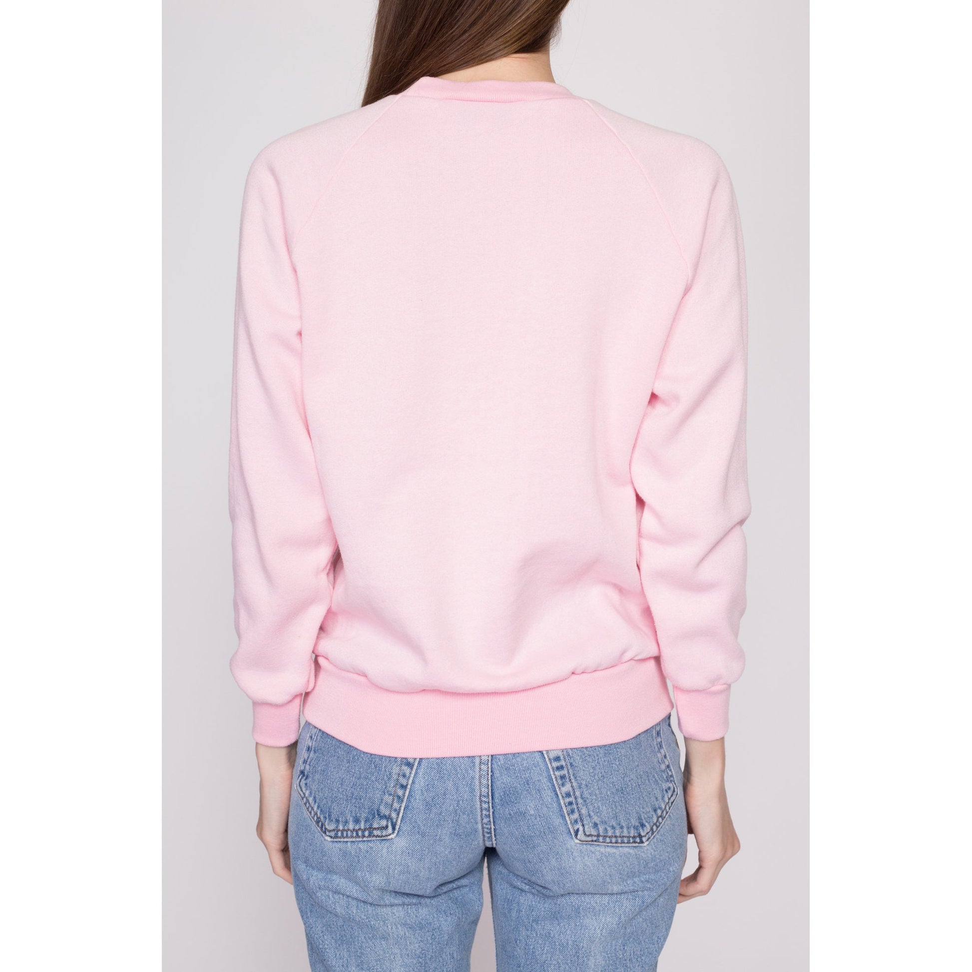 Small 80s Perth Australia Pink Tourist Sweatshirt | Vintage Raglan Sleeve Graphic Crewneck Pullover