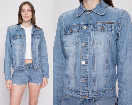 Small Vintage Calvin Klein Jean Jacket | 90s Y2K Light Wash Denim Jacket