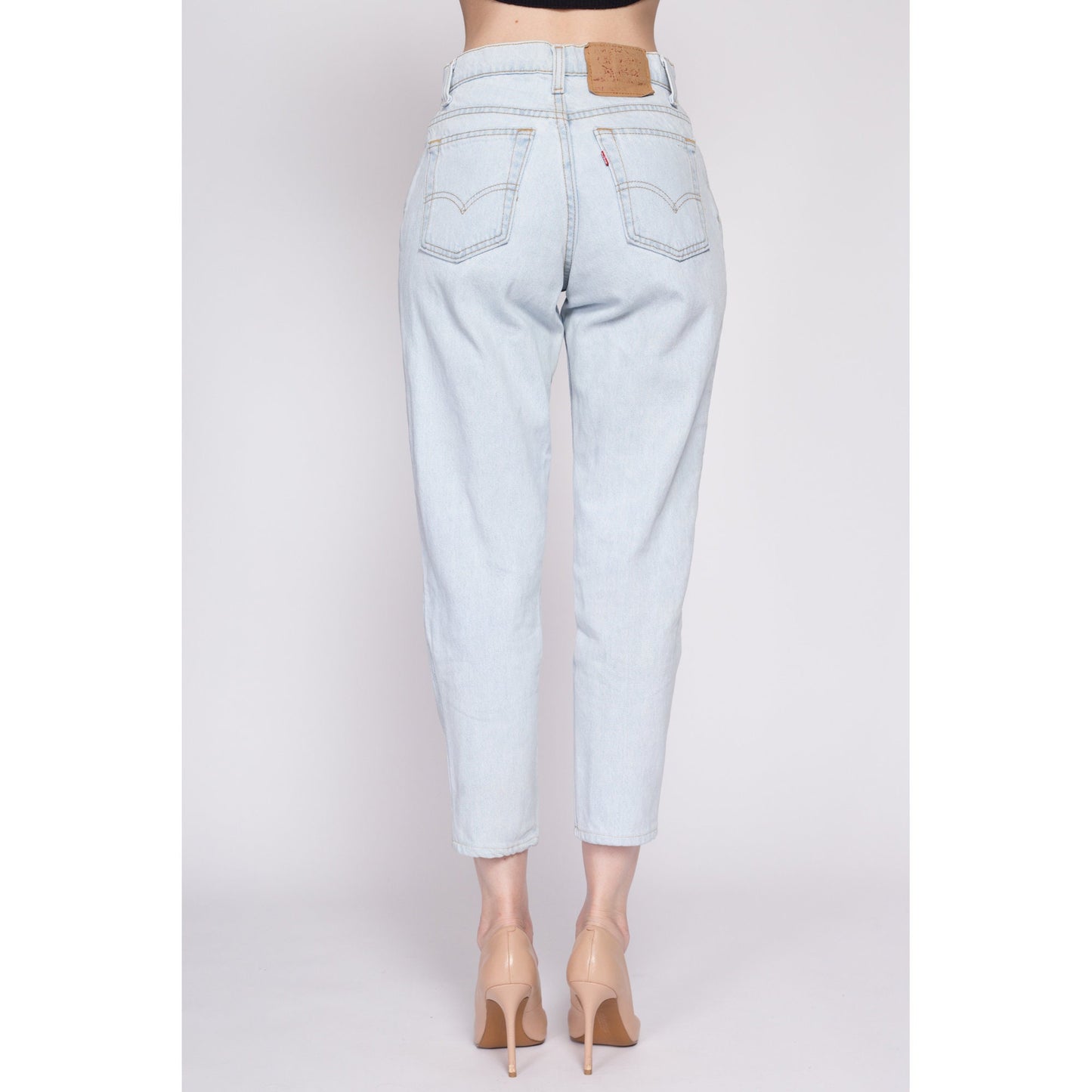 Small Vintage Levis 551 High Waisted Mom Jeans 28" | 80s 90s Levi's Light Wash Denim Relaxed Fit Tapered Leg Jeans