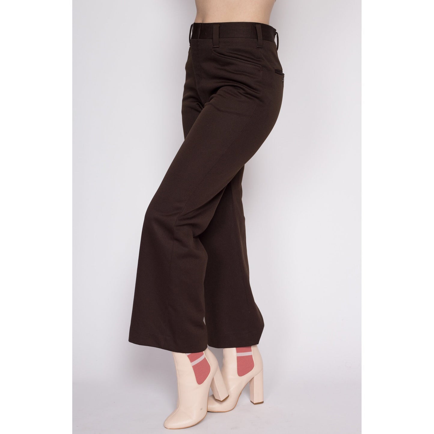 30.5" 70s Brown Haggar Slacks Unisex | Vintage High Waisted Flared Bootcut Trousers