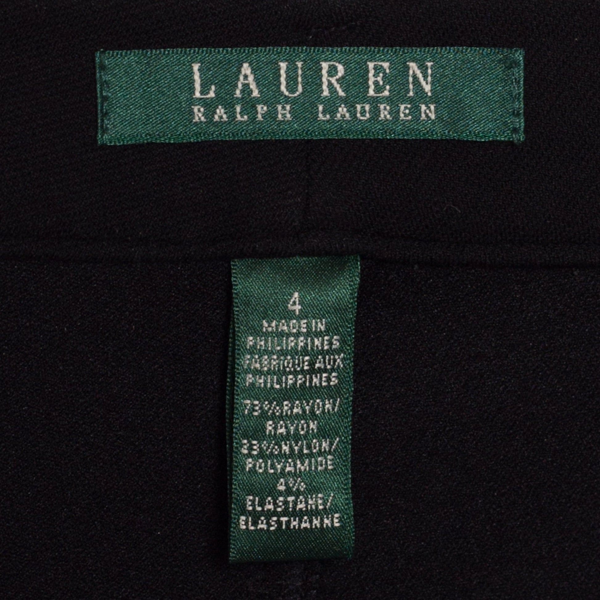 Small Vintage Ralph Lauren Slim Stretch Pants | Y2K Mid Rise Black Trousers