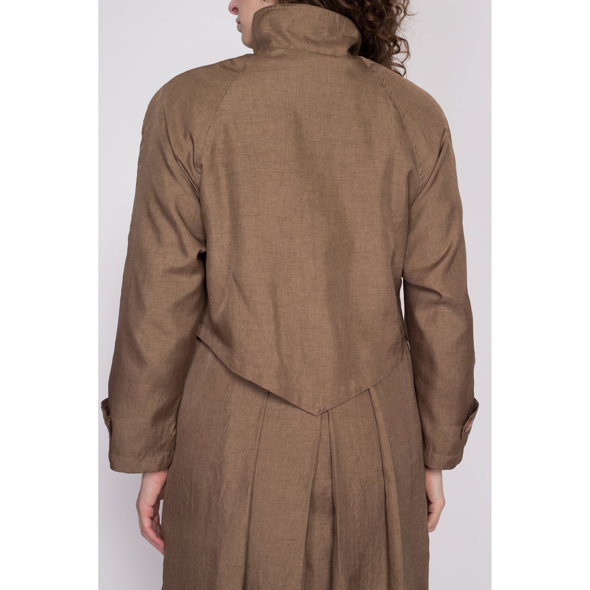 Medium 80s Brown New Wave Trench Coat – Flying Apple Vintage