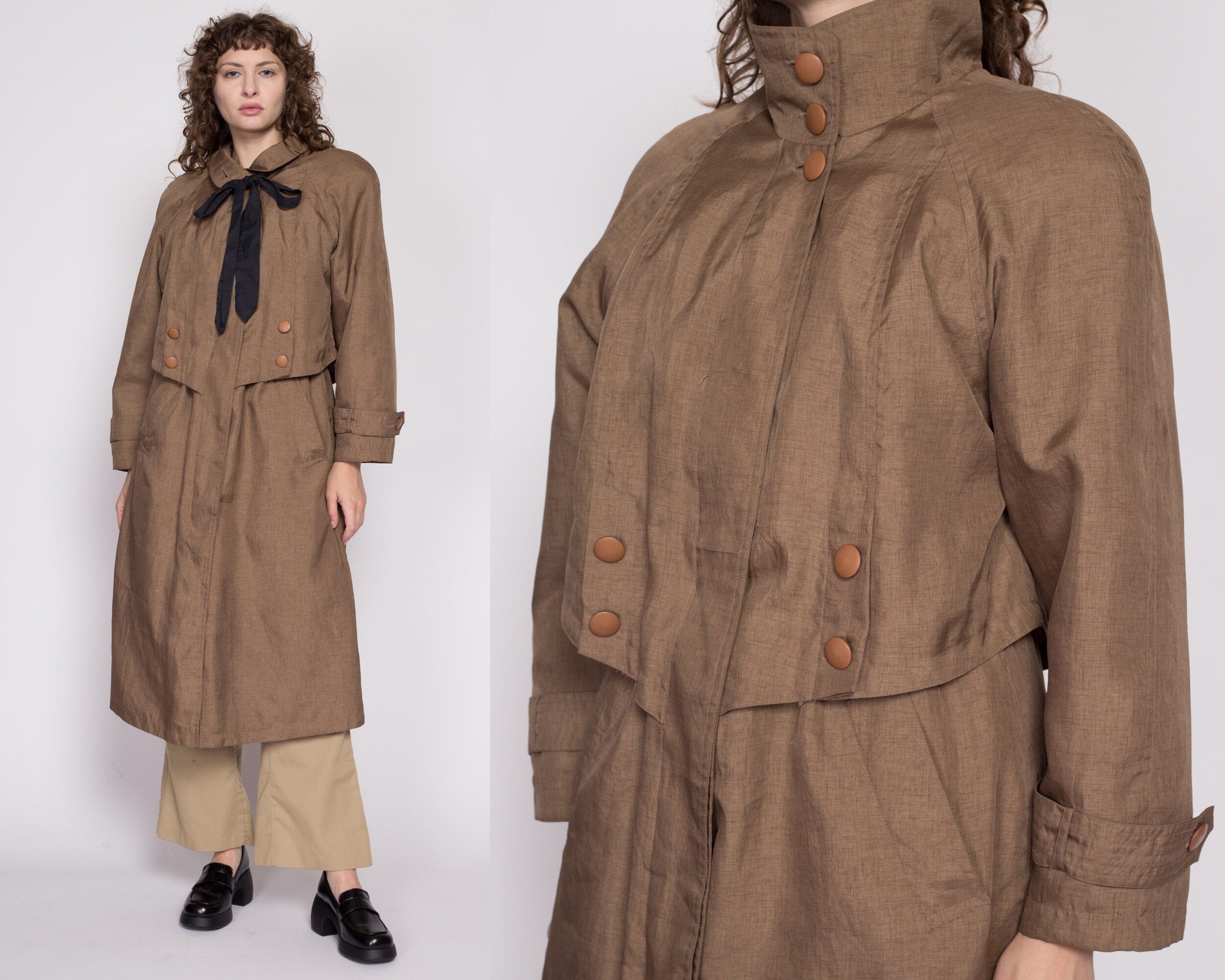 Medium 80s Brown New Wave Trench Coat – Flying Apple Vintage