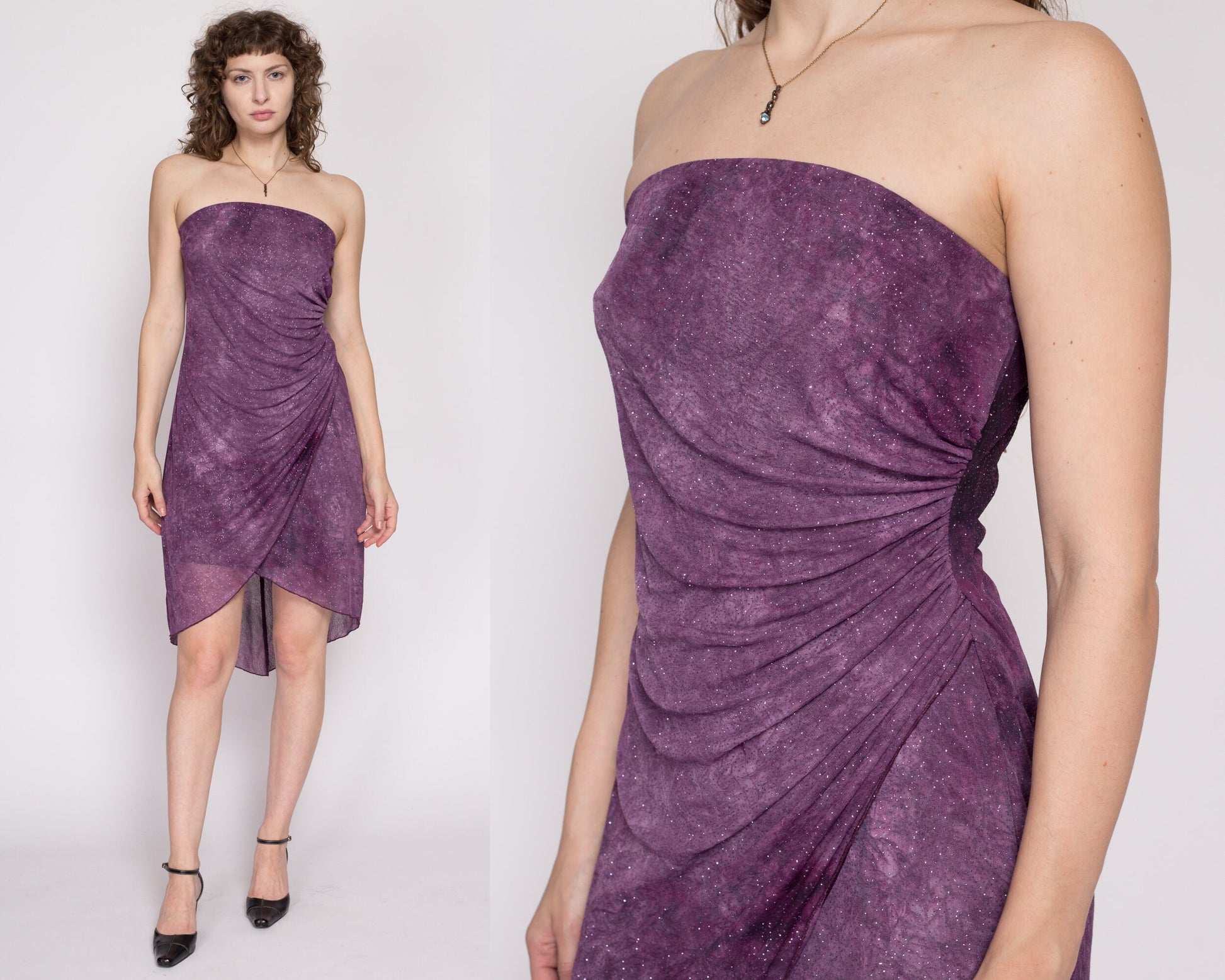 Medium 90s Purple Galaxy Sparkle Party Dress – Flying Apple Vintage