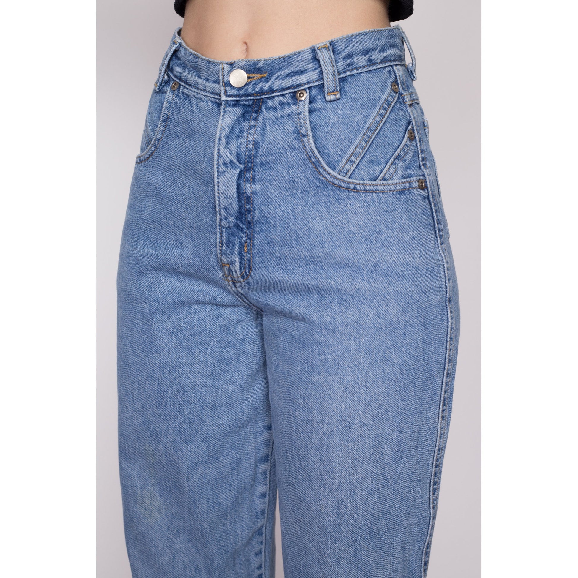 Small 90s High Waisted Mom Jeans 26" | Vintage Denim Tapered Leg Jeans
