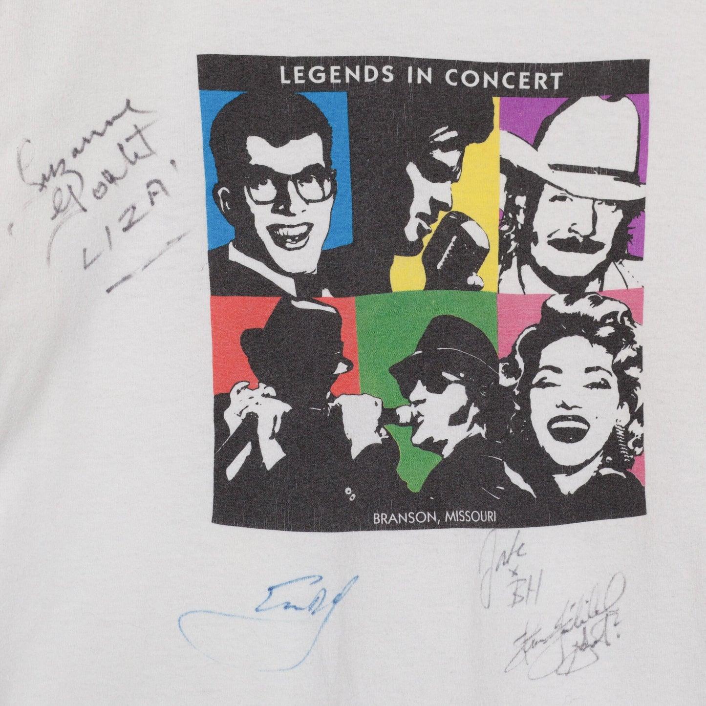 Medium 90s Legends In Concert Tribute Show Autographed T Shirt | Vintage Branson Missouri Graphic Music Tee