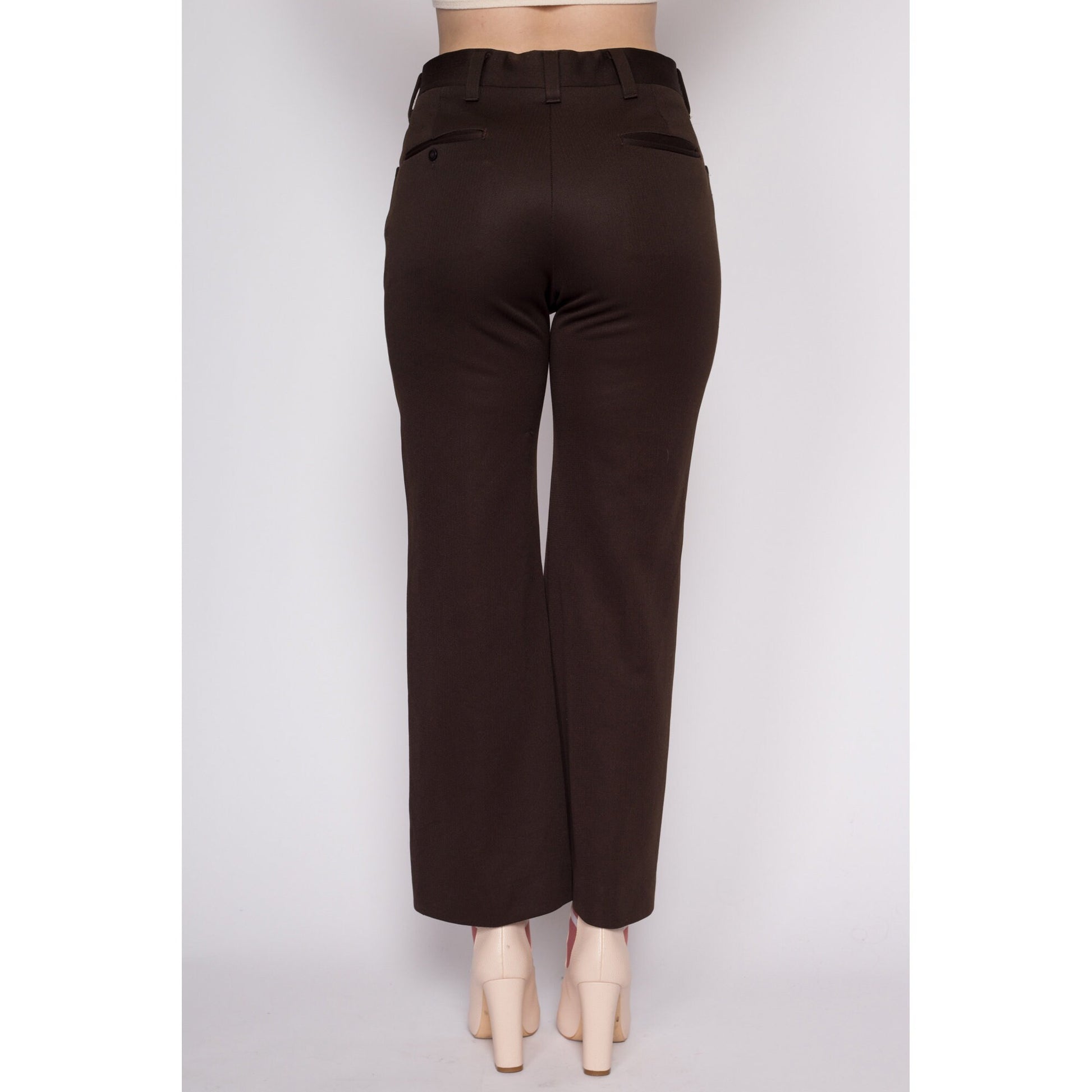 30.5" 70s Brown Haggar Slacks Unisex | Vintage High Waisted Flared Bootcut Trousers