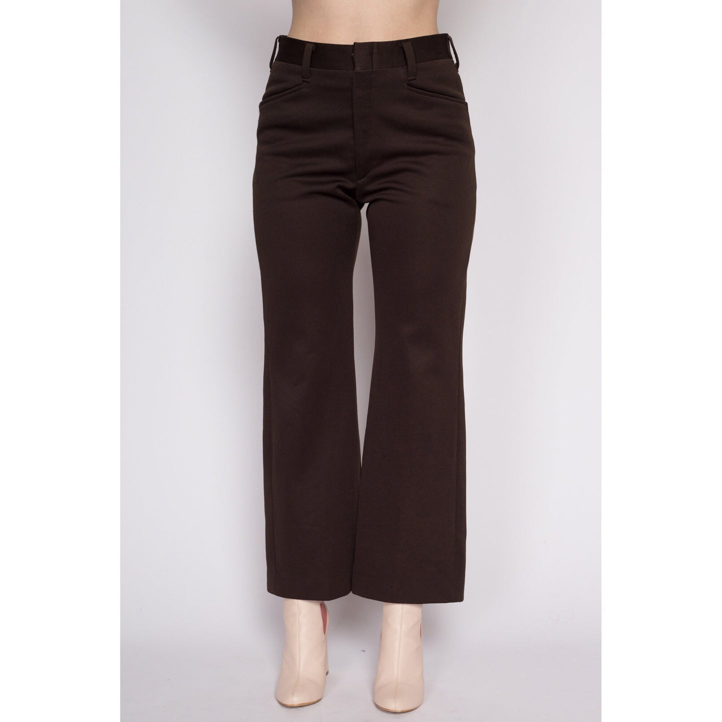 30.5" 70s Brown Haggar Slacks Unisex | Vintage High Waisted Flared Bootcut Trousers