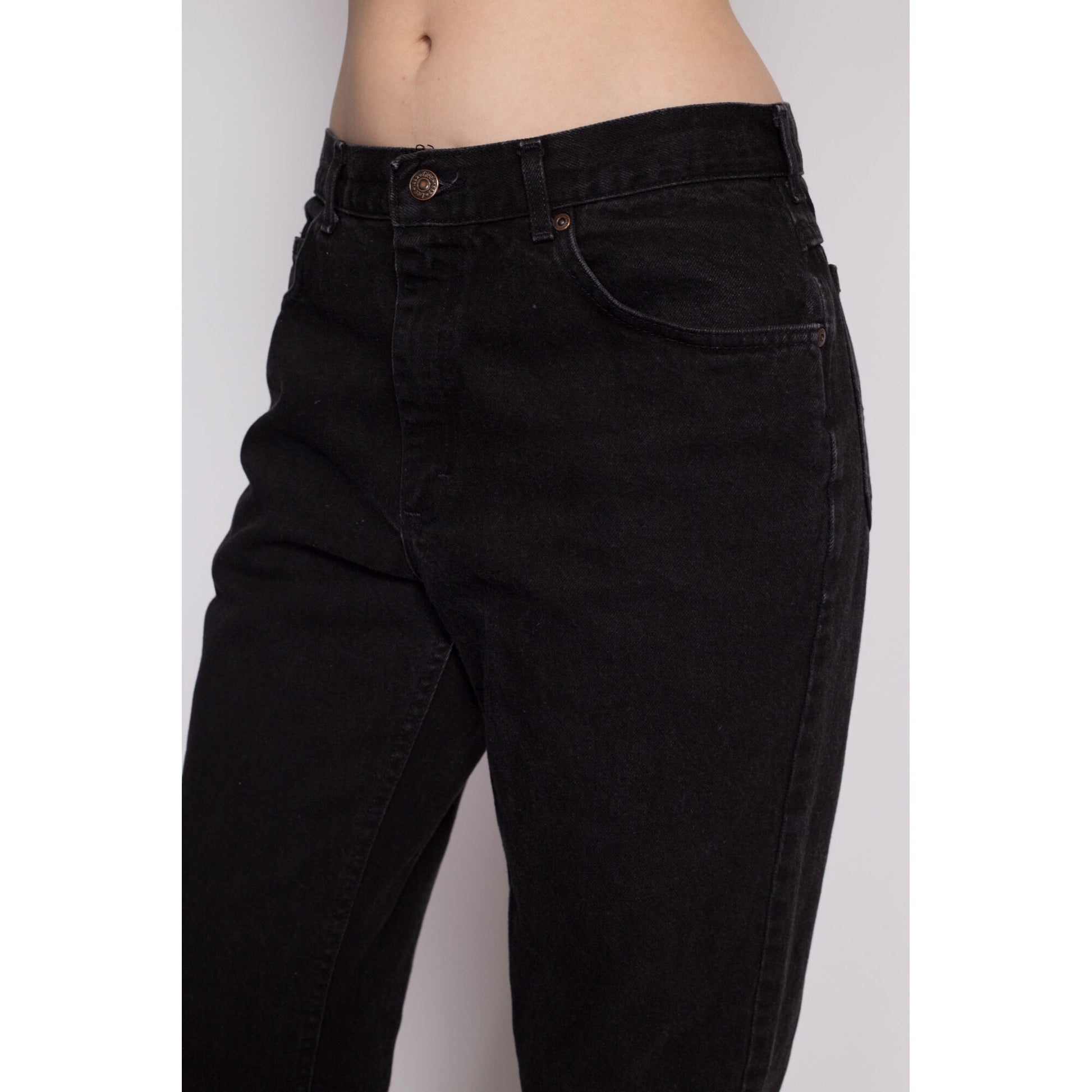34x32 90s Lee Black Jeans Unisex | Vintage Denim Made In USA High Waisted Tapered Leg Jeans
