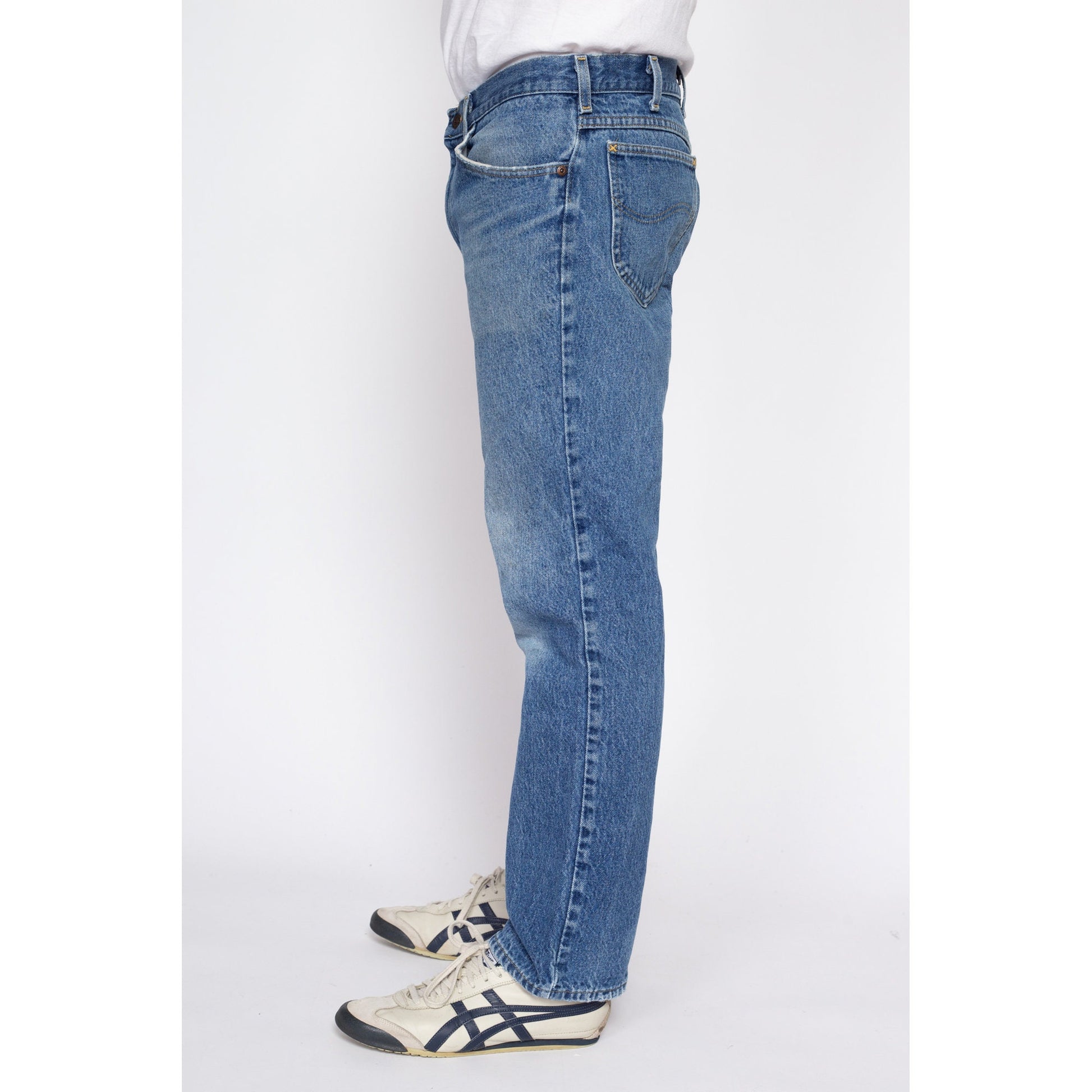 32" Waist 90s Lee Dad Jeans | Vintage Faded Distressed Straight Leg Denim