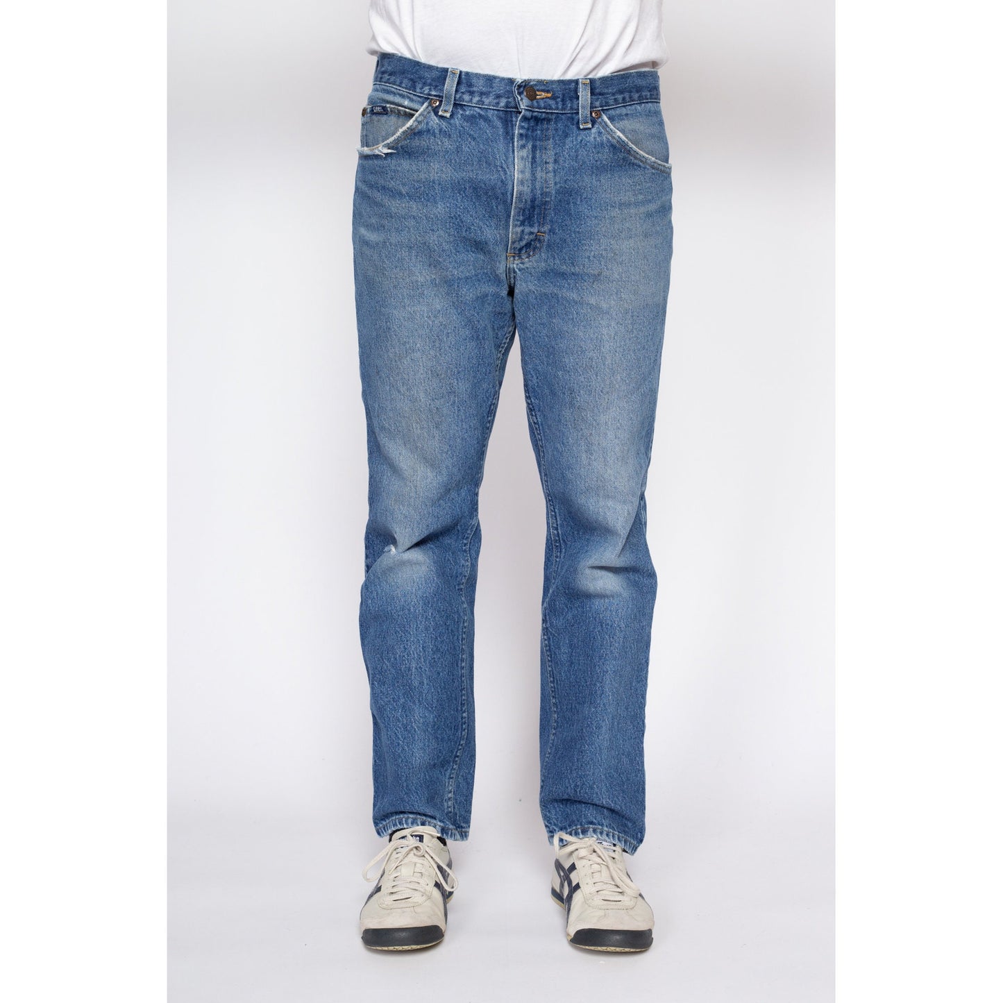 32" Waist 90s Lee Dad Jeans | Vintage Faded Distressed Straight Leg Denim