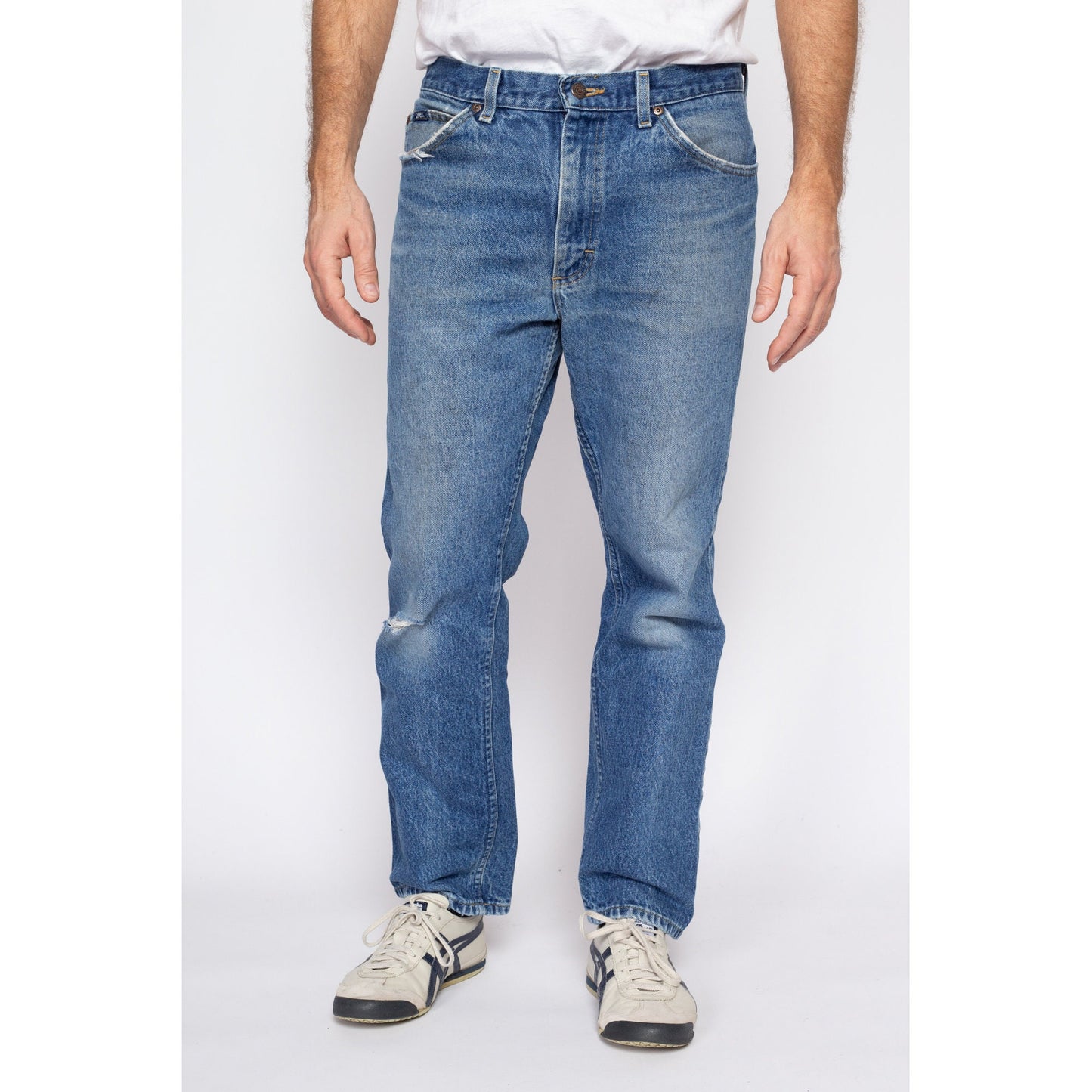 32" Waist 90s Lee Dad Jeans | Vintage Faded Distressed Straight Leg Denim