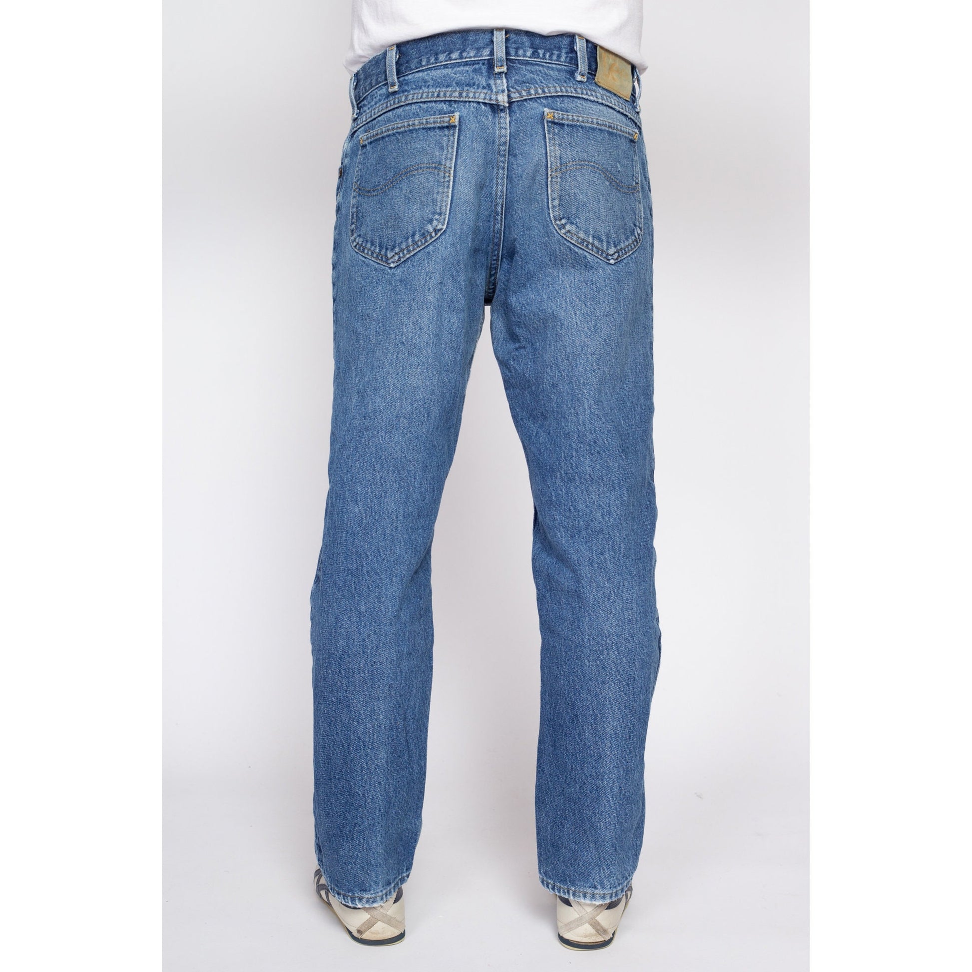 32" Waist 90s Lee Dad Jeans | Vintage Faded Distressed Straight Leg Denim