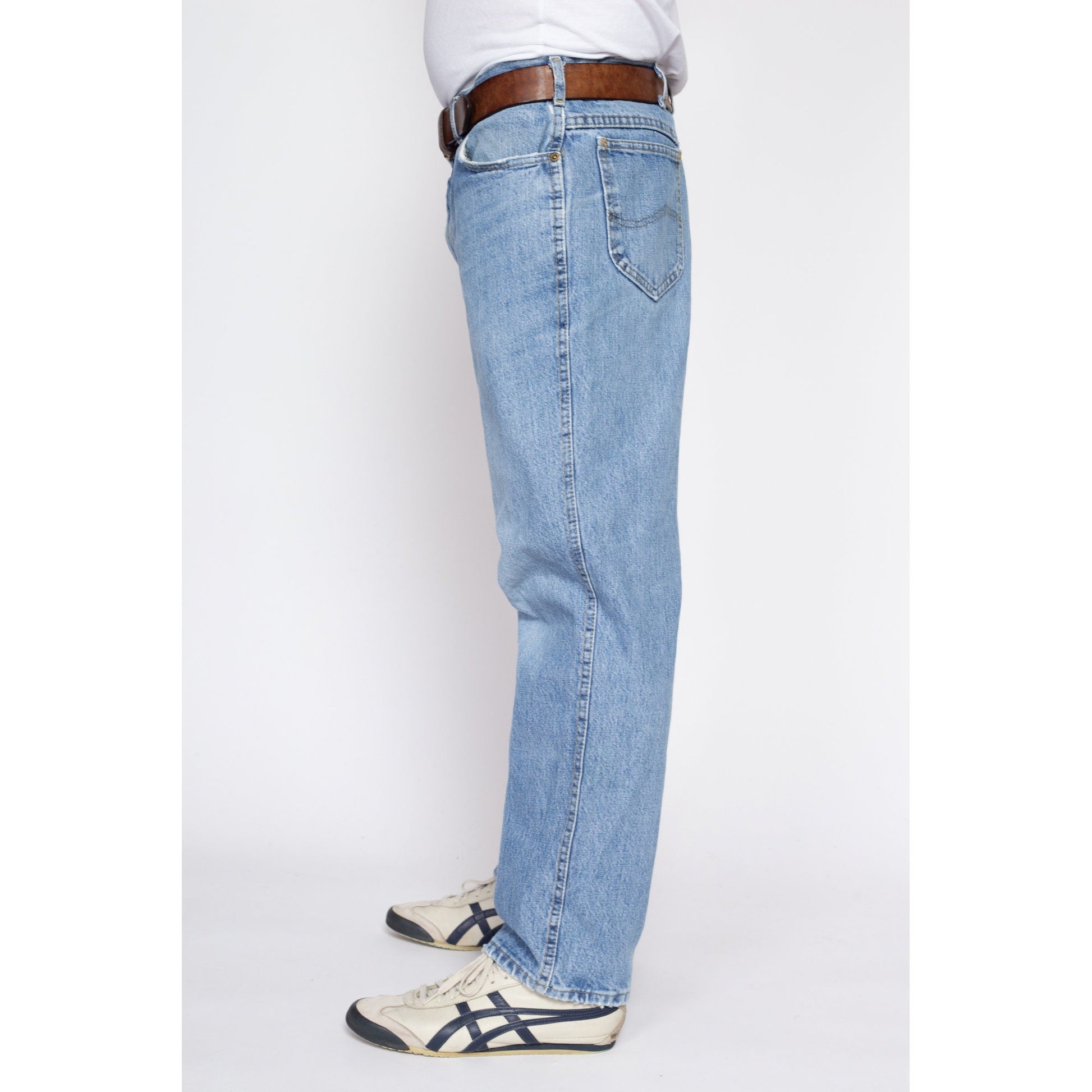 37" Waist 90s Lee Light Wash Dad Jeans | Vintage Made In USA Relaxed Denim Jeans
