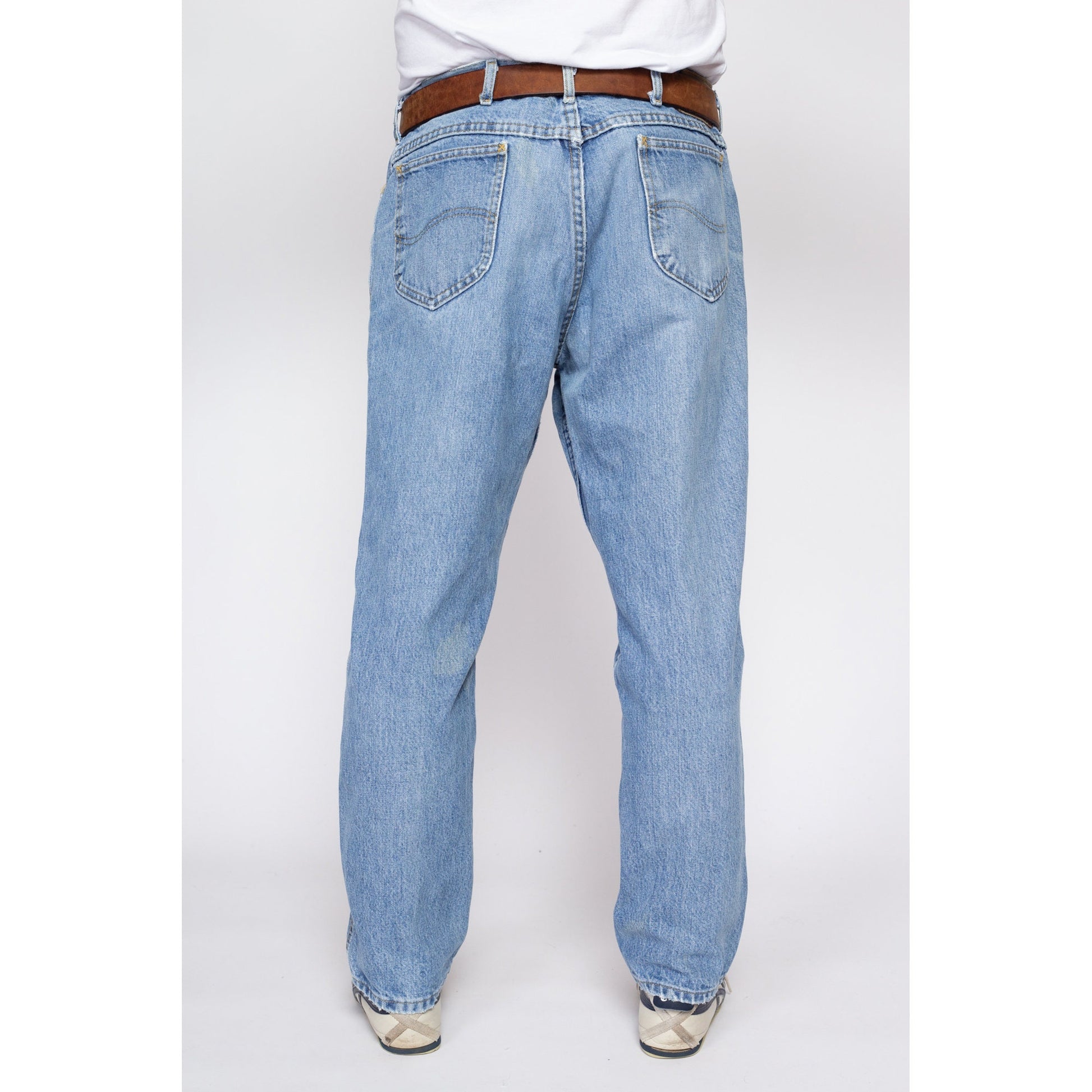37" Waist 90s Lee Light Wash Dad Jeans | Vintage Made In USA Relaxed Denim Jeans