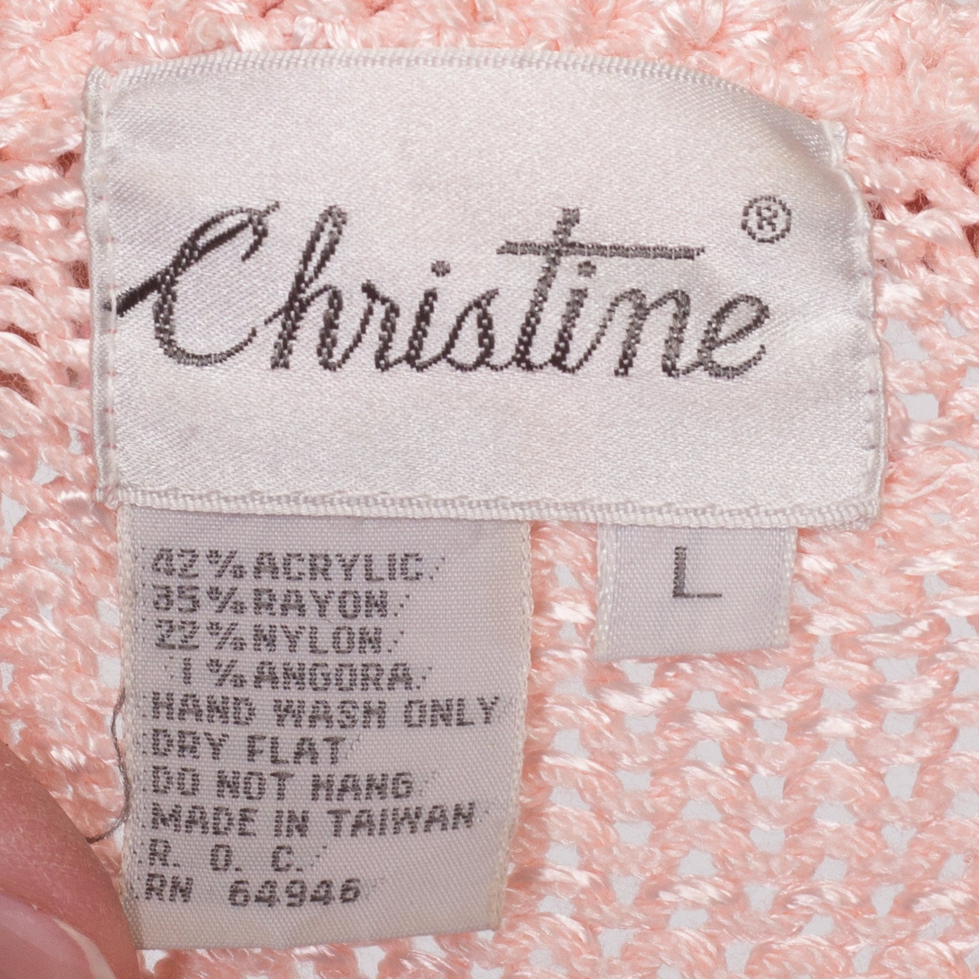 Med-Lrg 80s Pink Pastel Angora Bow Sweater | Vintage Knit Pearl Beaded Long Sleeve Pullover