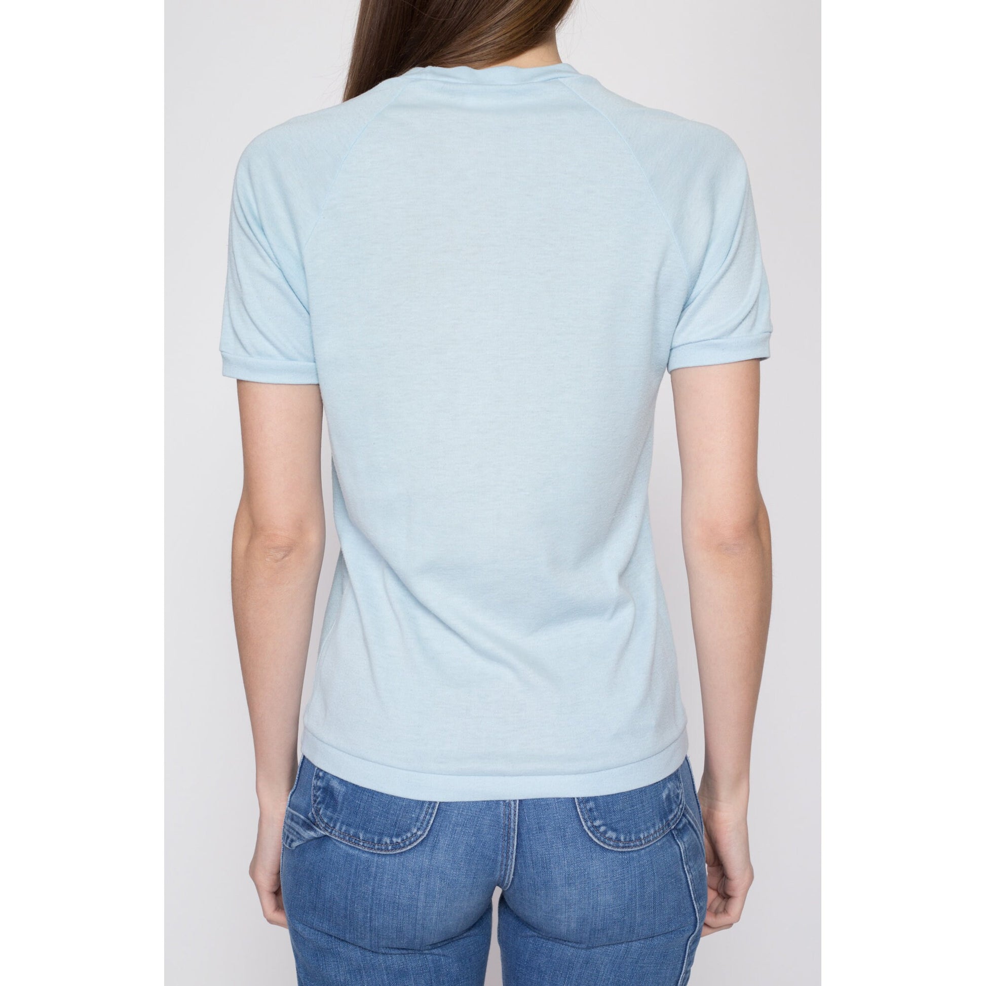 Small 70s Australian Flag T Shirt | Vintage Blue Distressed Graphic Tourist Tee