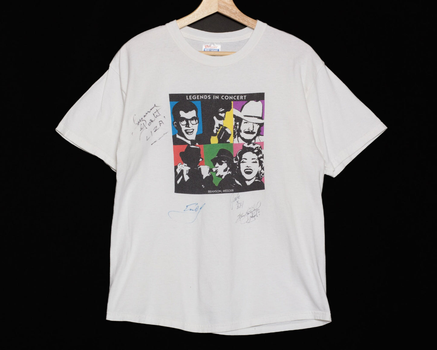 Medium 90s Legends In Concert Tribute Show Autographed T Shirt | Vintage Branson Missouri Graphic Music Tee