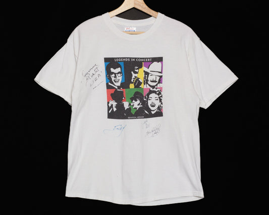 Medium 90s Legends In Concert Tribute Show Autographed T Shirt | Vintage Branson Missouri Graphic Music Tee