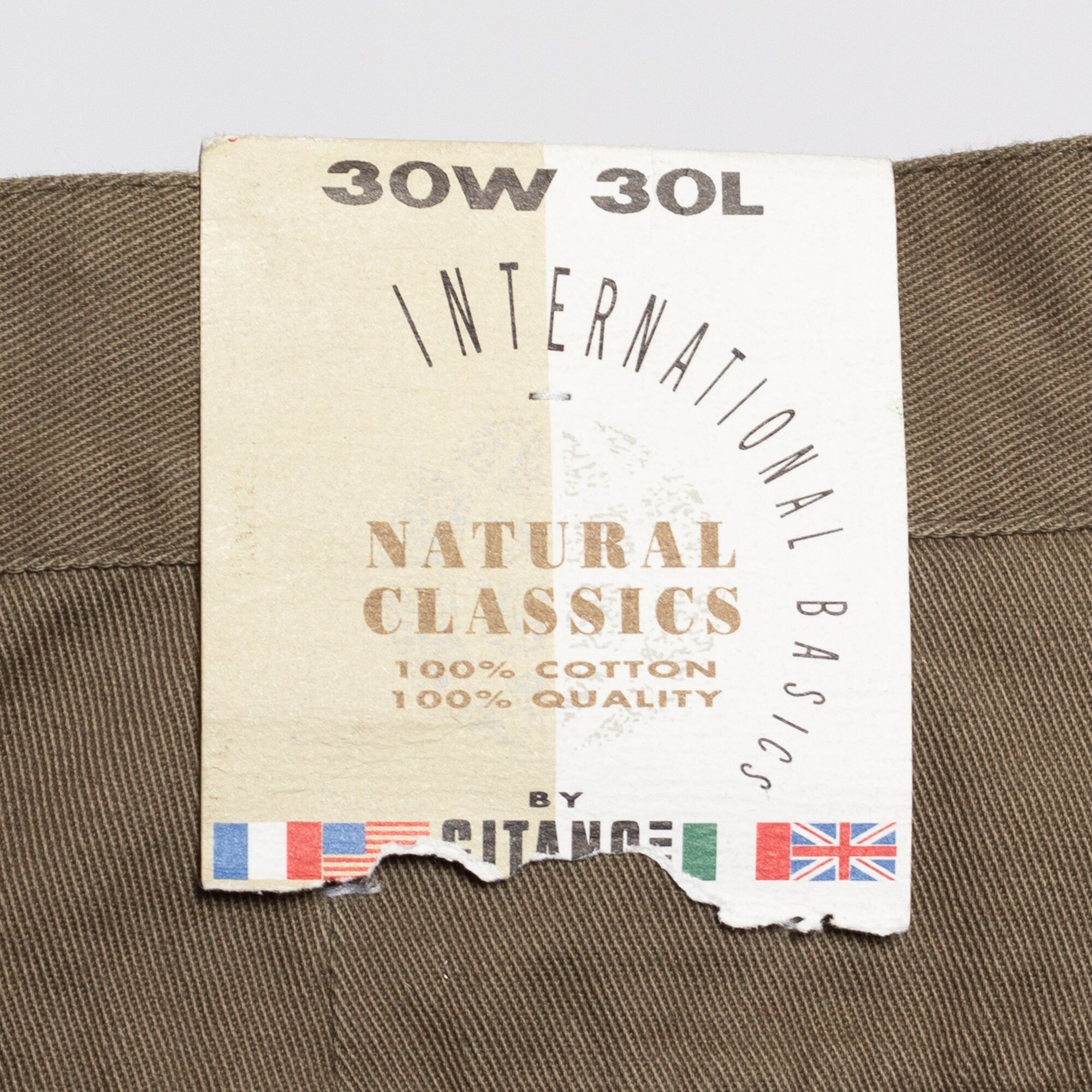 30x30 90s Gitano Olive Cotton Pleated Trousers – Flying Apple Vintage